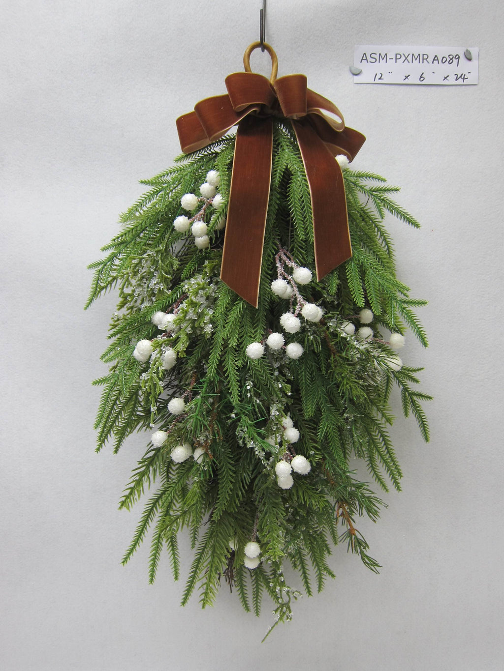 24"H Pine Needles Drop with White Berries