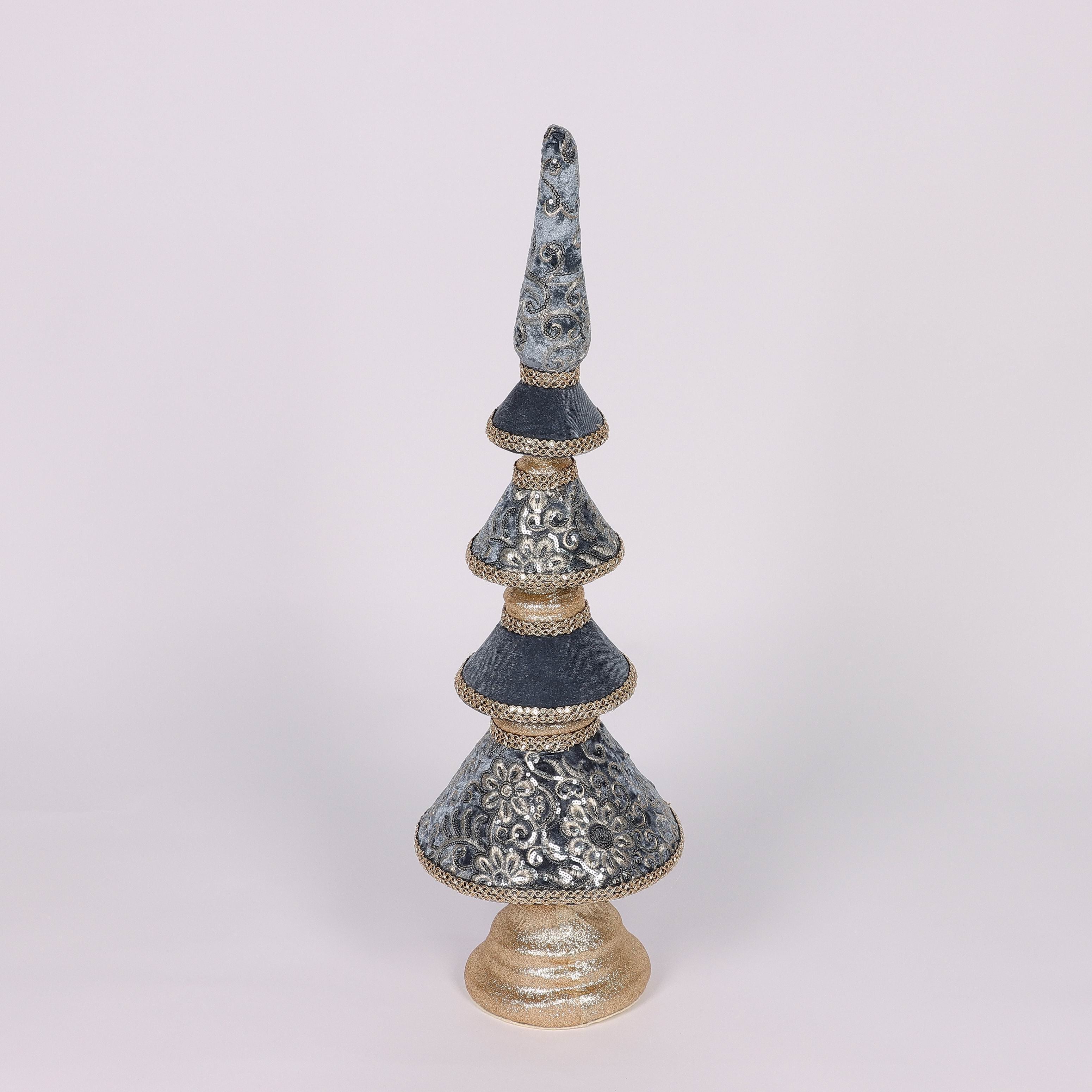 7.8 X 7.8 X 27.6"H BLUE/GOLD FINIAL TABLE TOP DECOR12