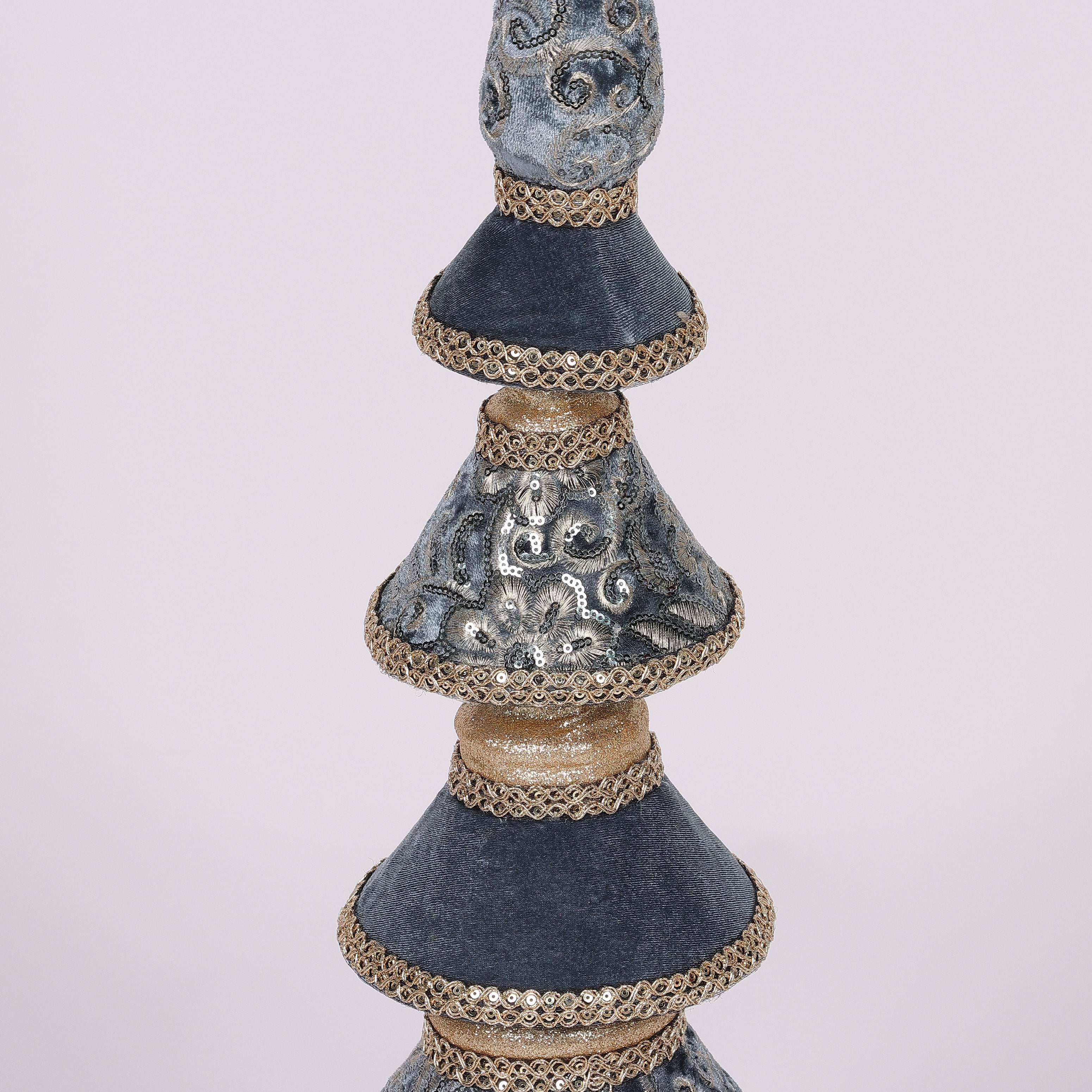 7.8 X 7.8 X 27.6"H BLUE/GOLD FINIAL TABLE TOP DECOR12