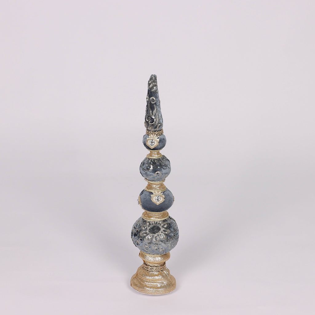 3.94 X 3.94 X 18.9"H BLUE/GOLD FINIAL TABLE TOP DECOR