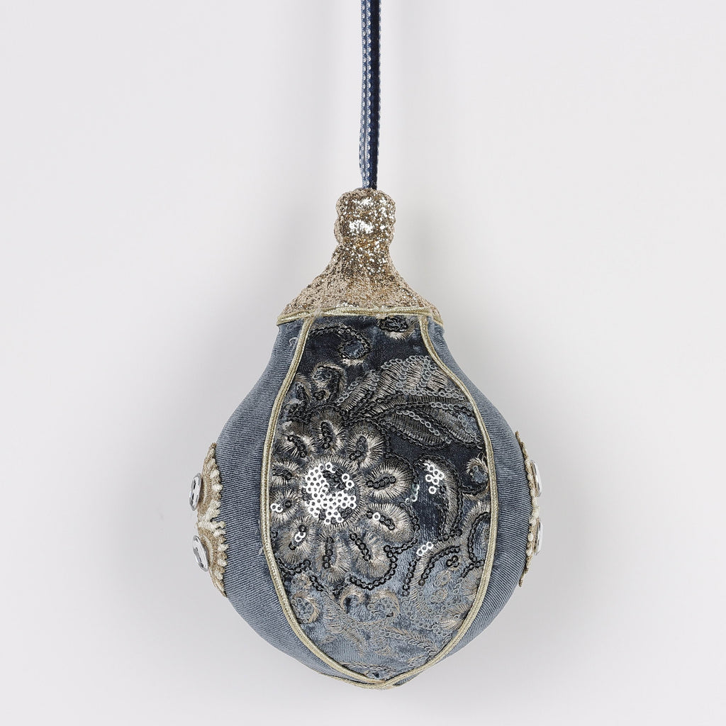 4.7 X 4.7 X 7.1"H BLUE FINIAL ORNAMENT