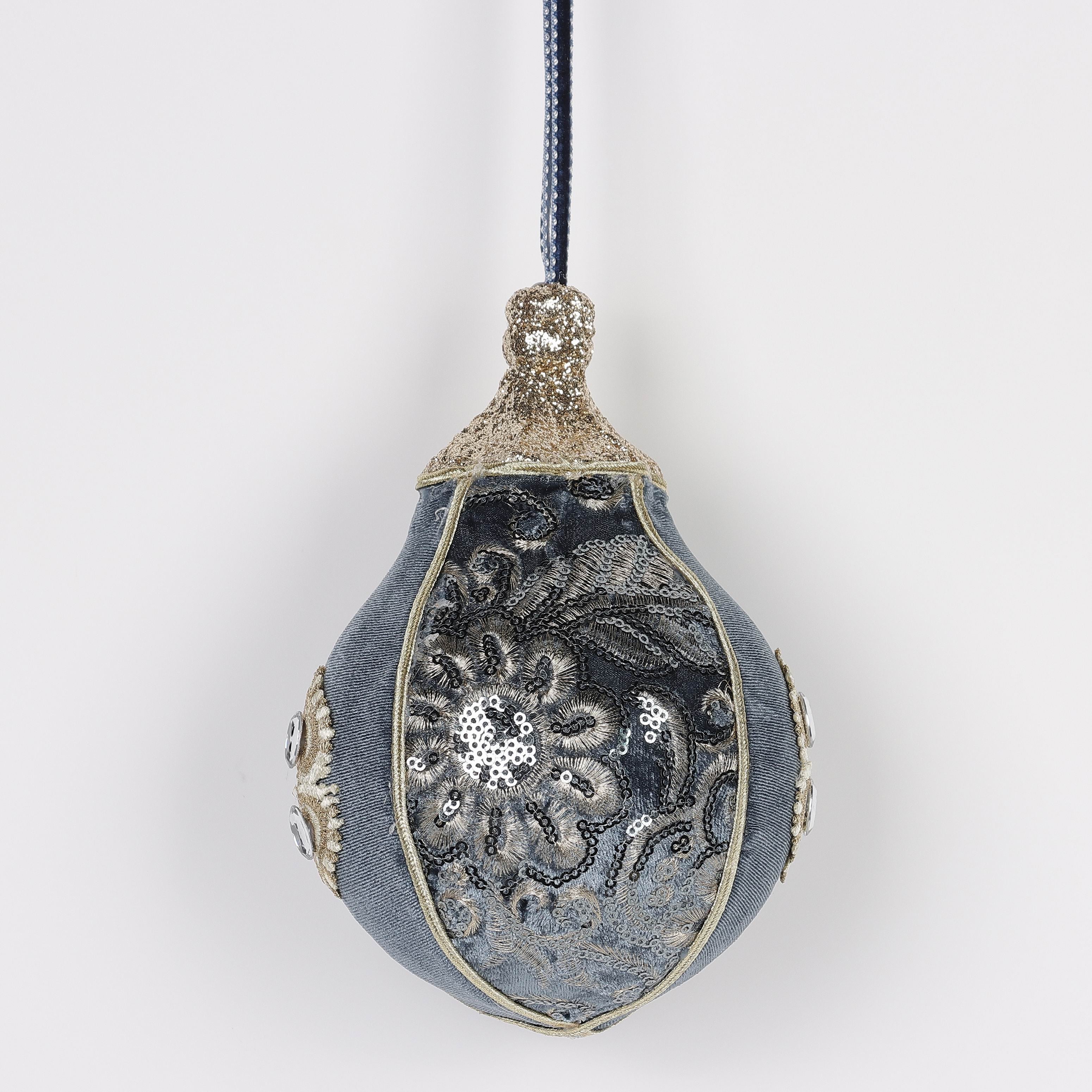 4.7 X 4.7 X 7.1"H BLUE FINIAL ORNAMENT