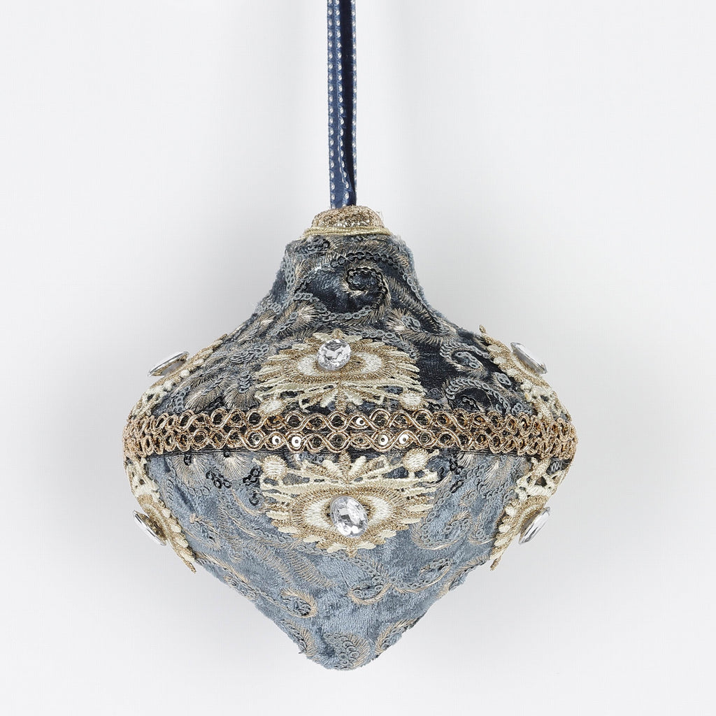 4.7 X 4.7 X 5.1"H BLUE FINIAL ORNAMENT