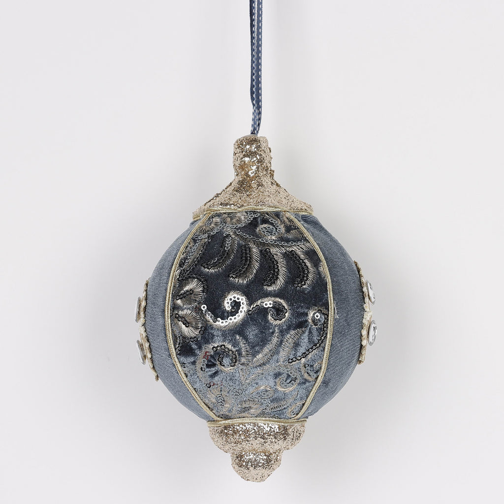 4.7 X 4.7 X 7.1"H BLUE FINIAL ORNAMENT