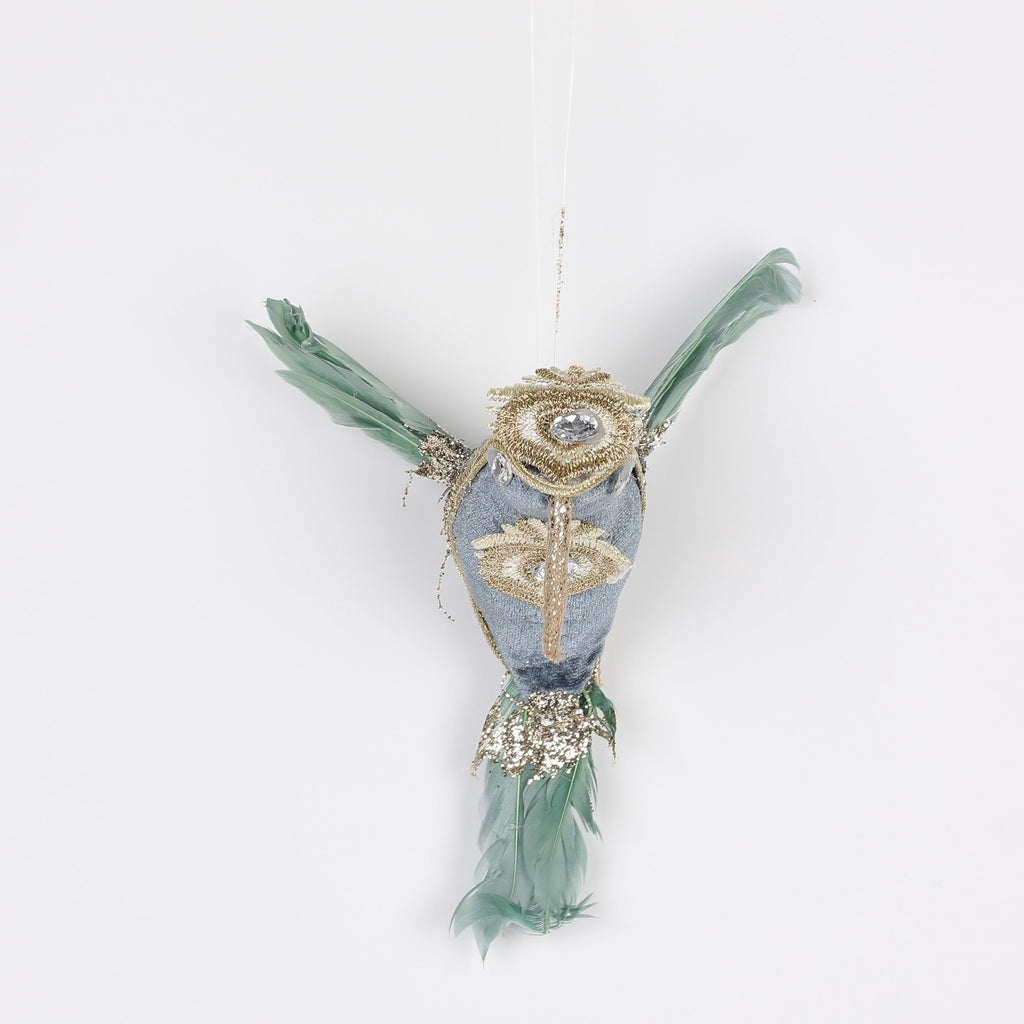 5.5 X 3.2 X 5.5"H BLUE HUMMINGBIRD HANGING DECOR