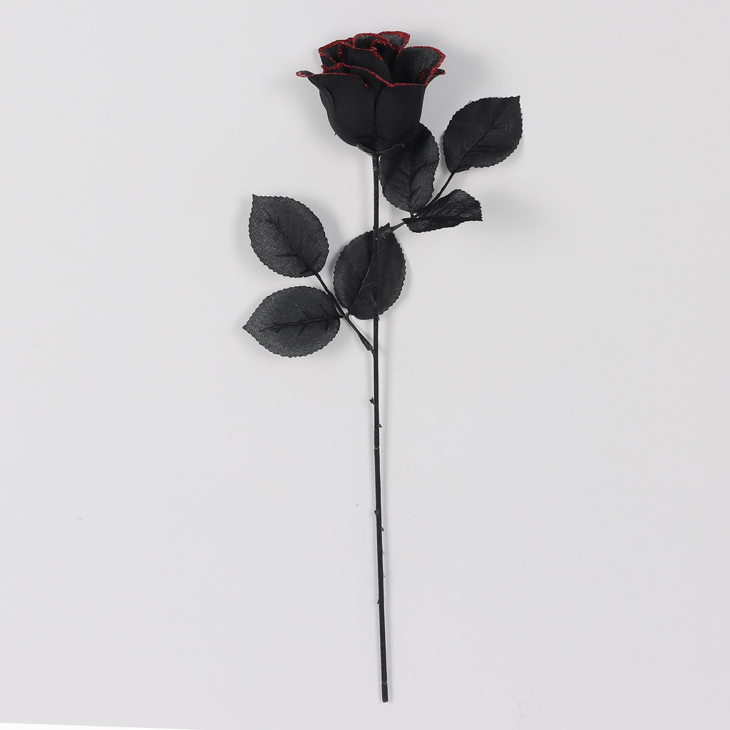 15IN HALLOWEEN GLITTER ROSE