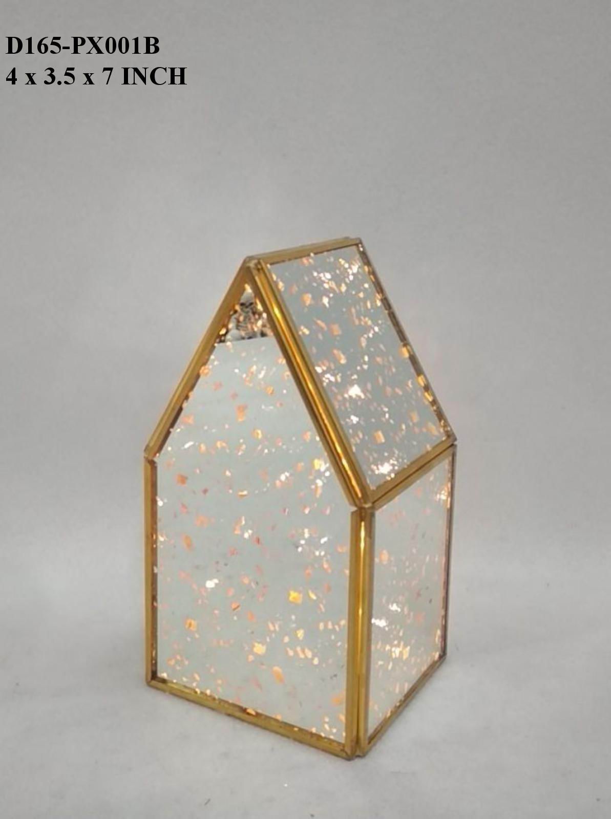 7"H. Glass/ Metal Lantern