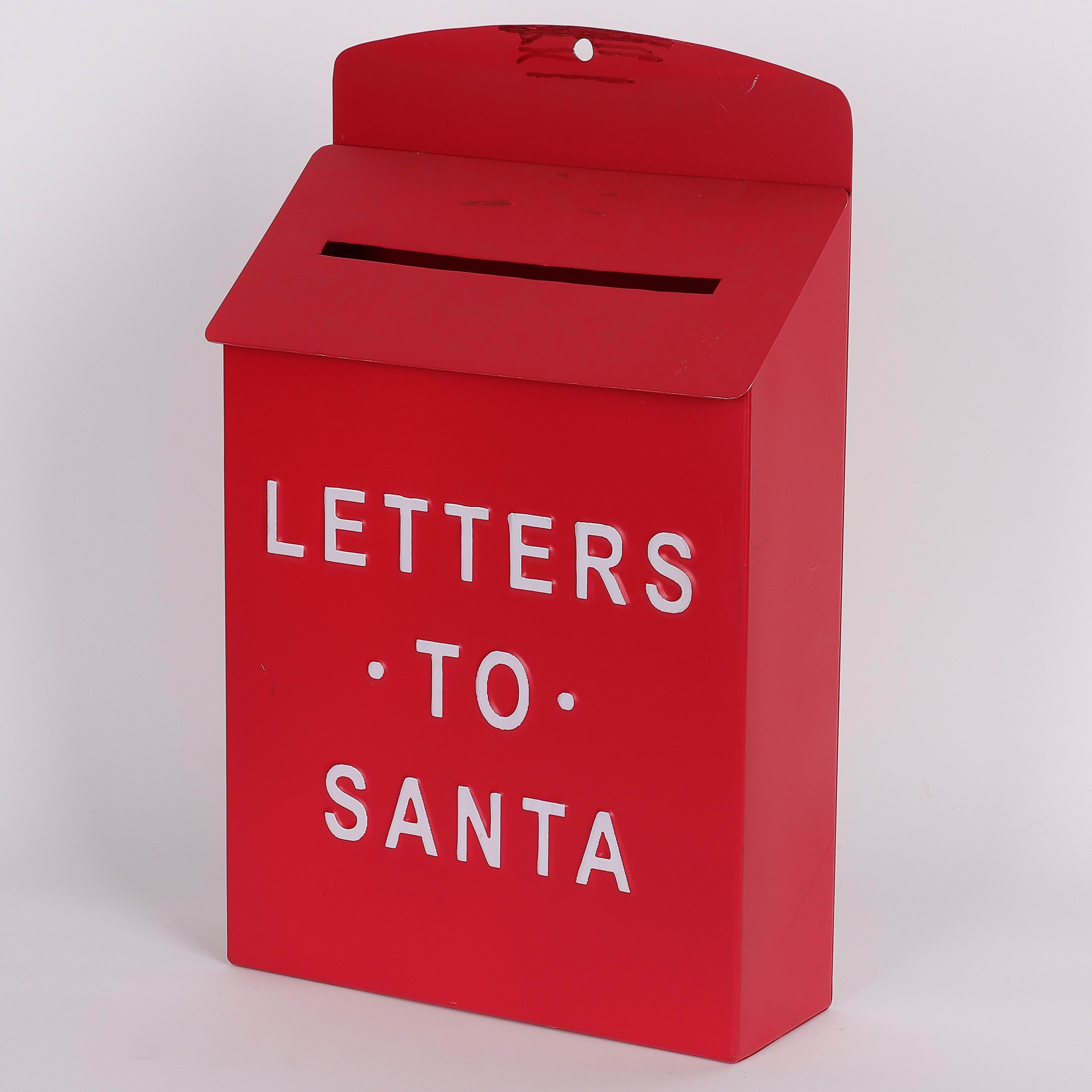8 X 3 X 13.5" LETTERS TO SANTA RED MAILBOX DECOR