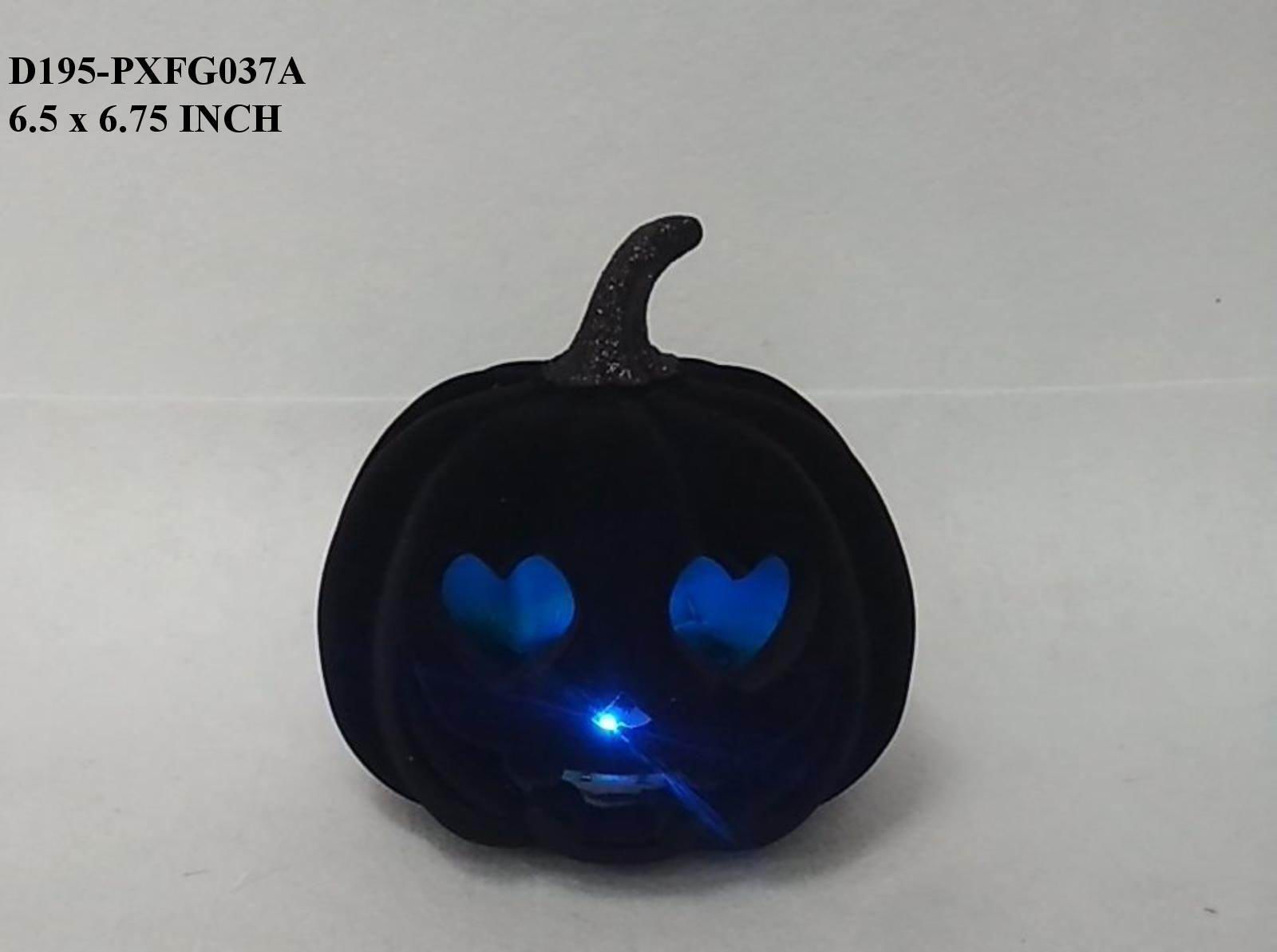6.75" Halloween Lighted Black Pumpkin