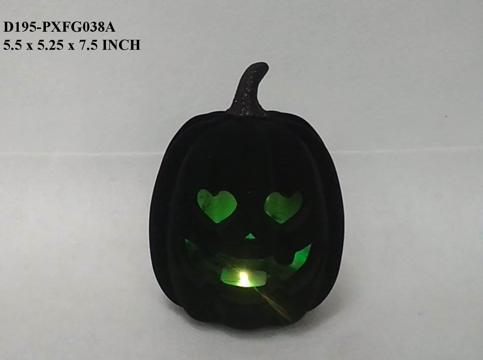 7.5" Halloween Black Lighted Pumpkin