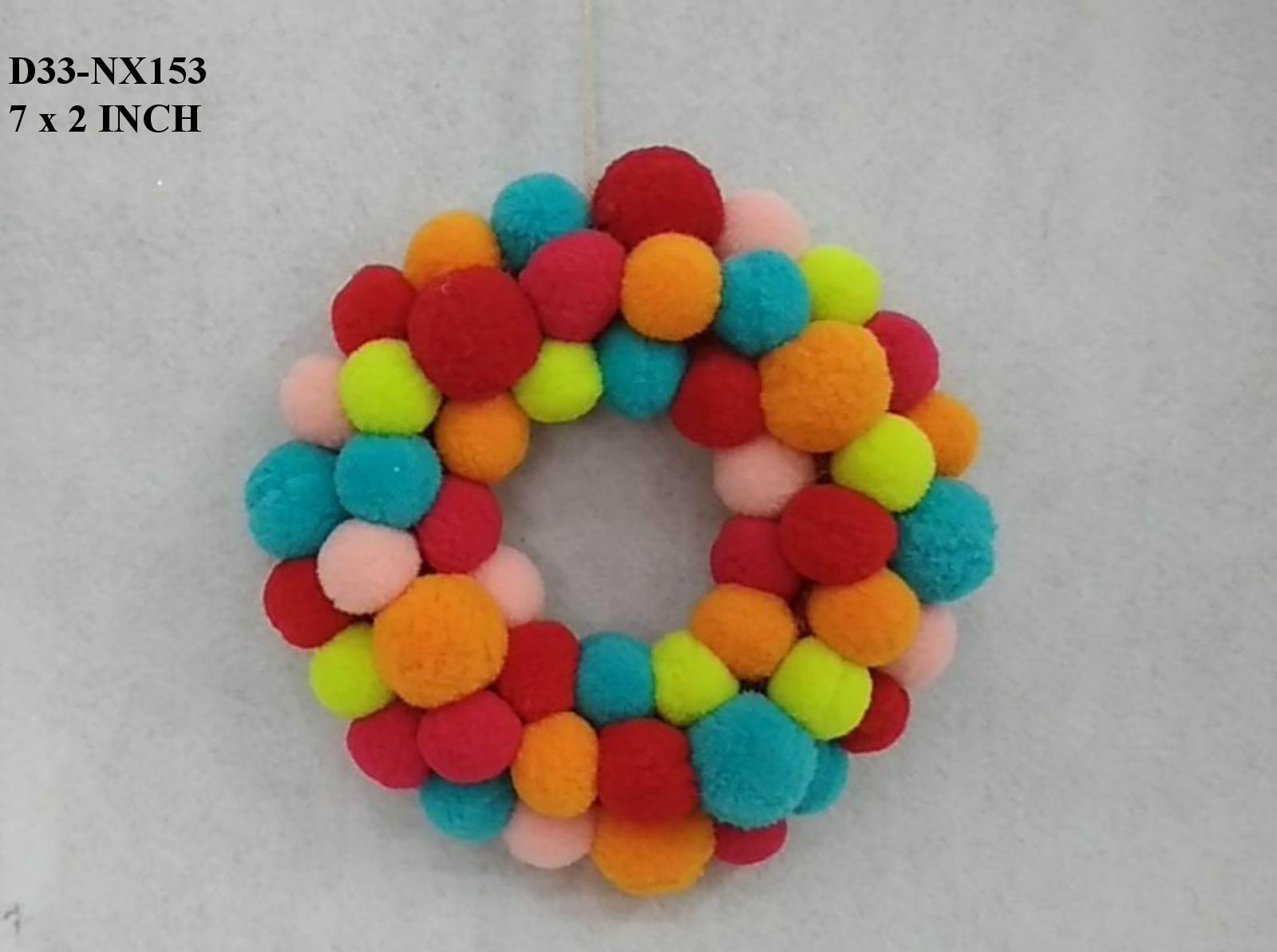 7"D Multicolor Pompom Orn