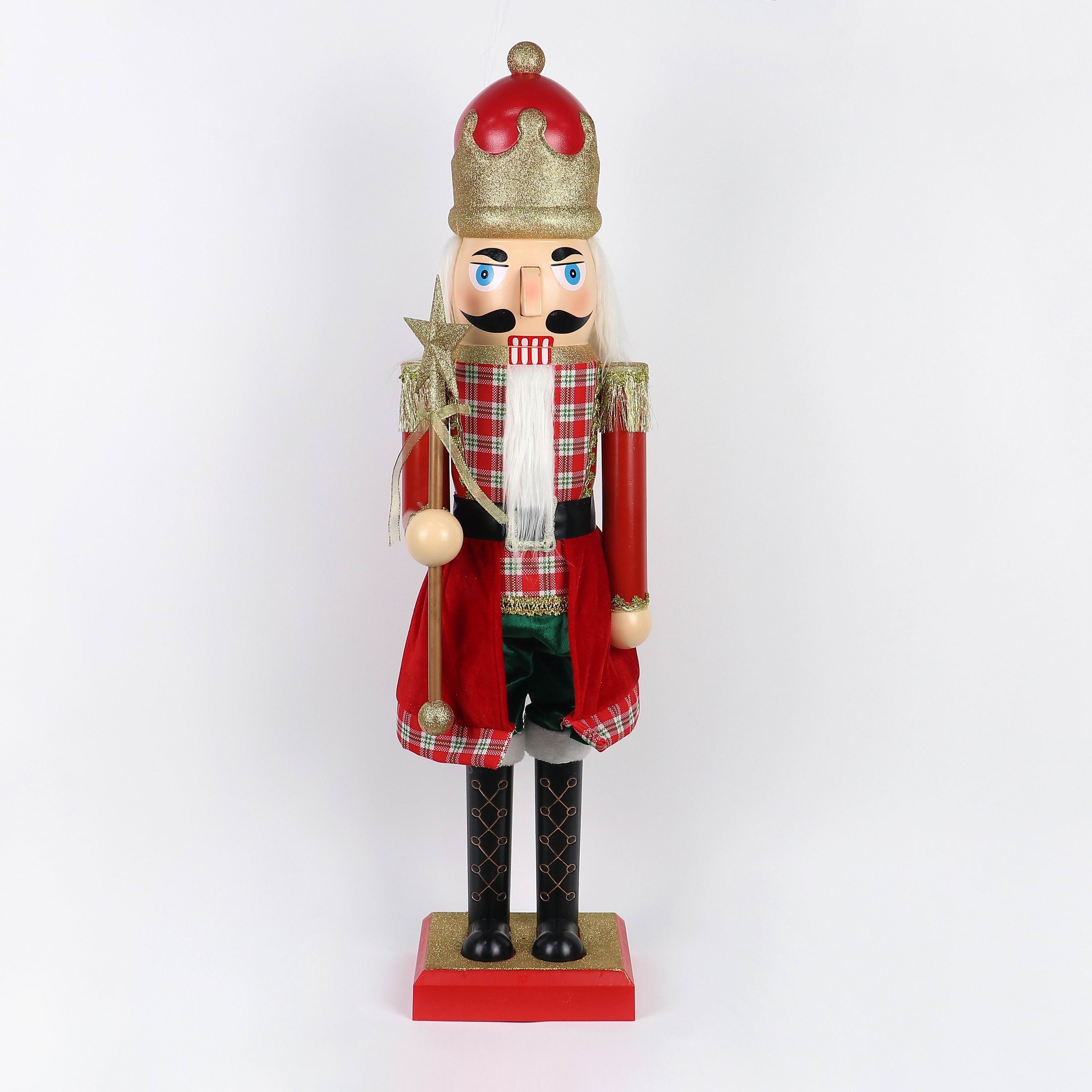 42"H. NUTCRACKER in RED PLAID DRESS