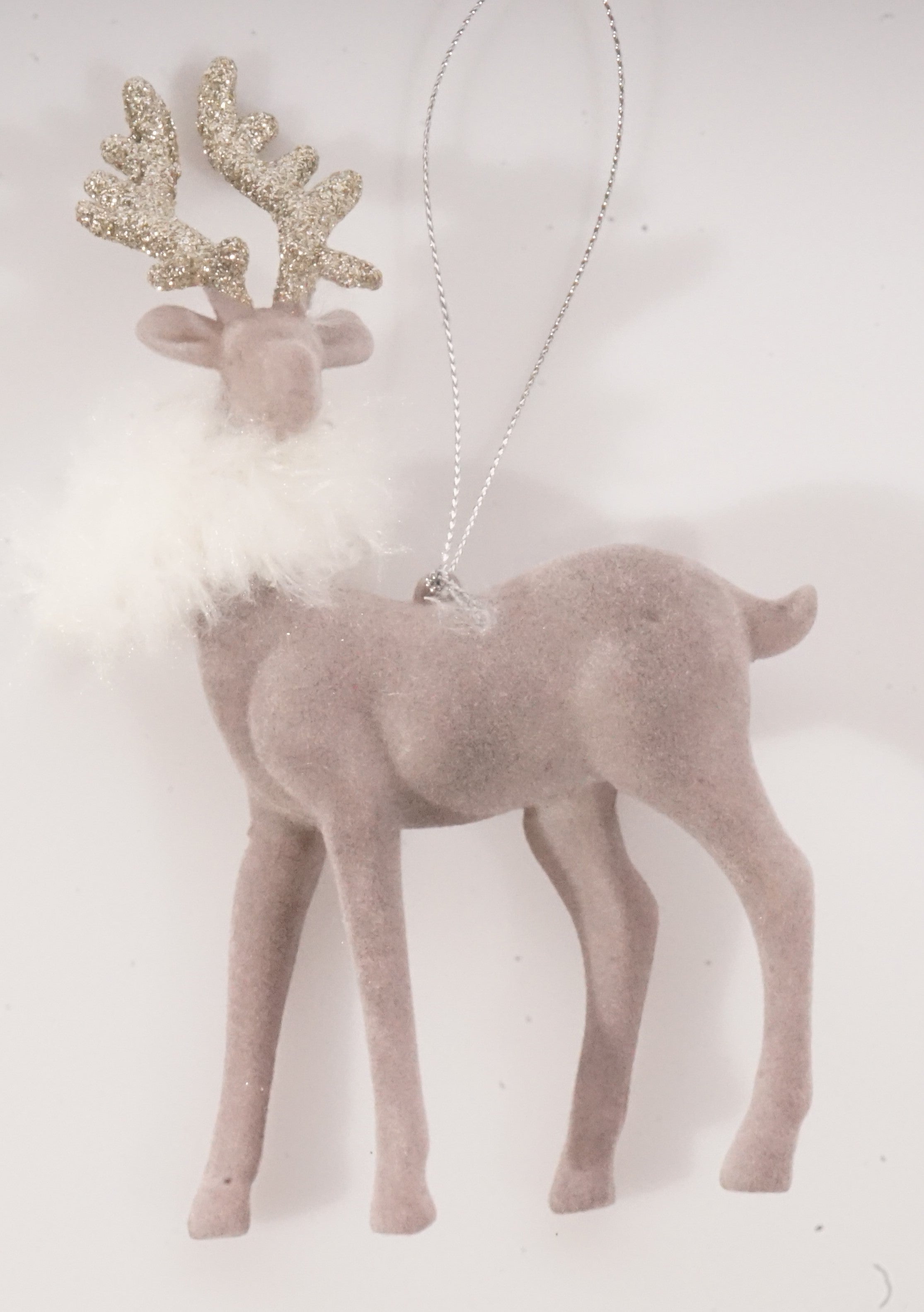 6” HT Flocked Deer Ornament