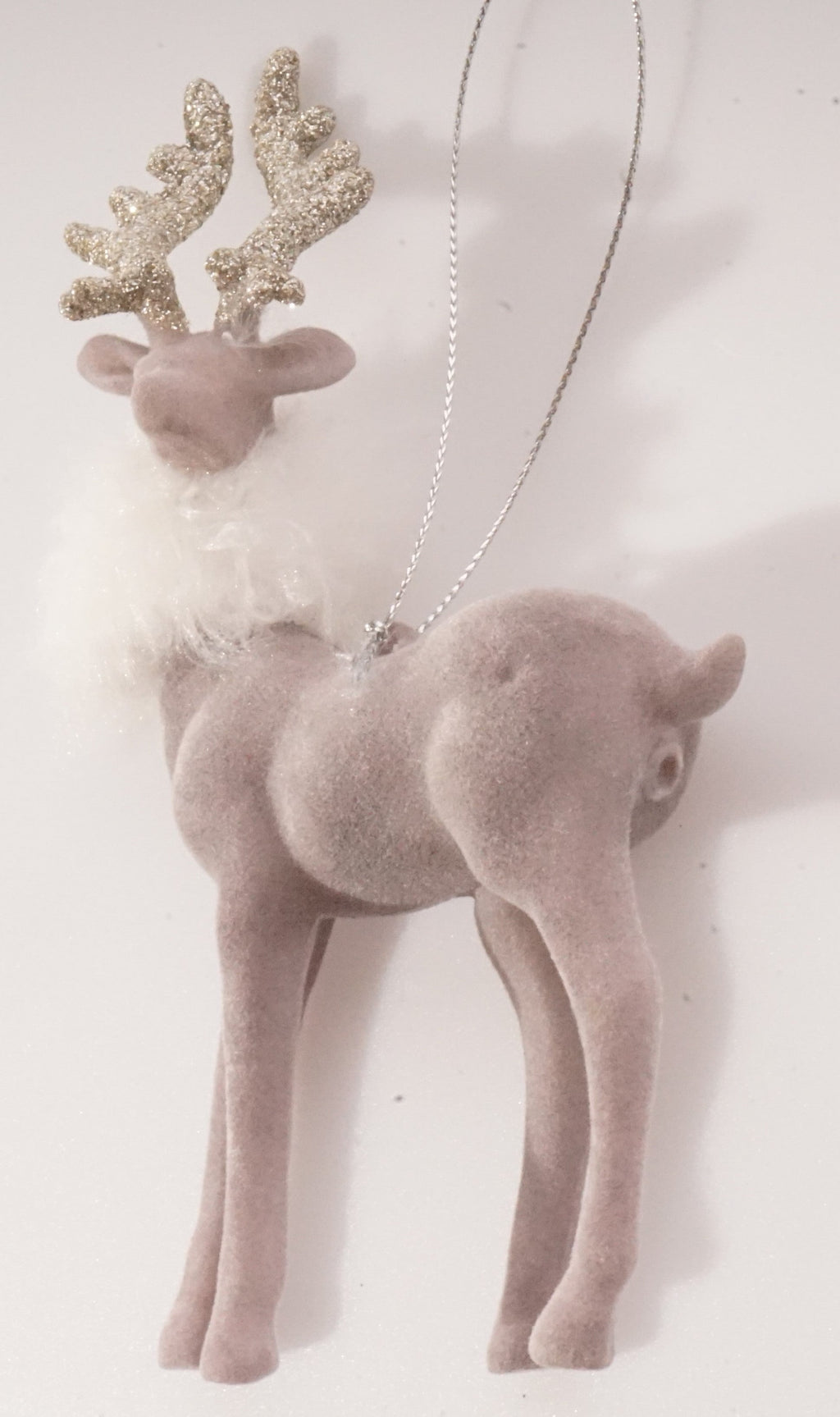 6” HT Flocked Deer Ornament