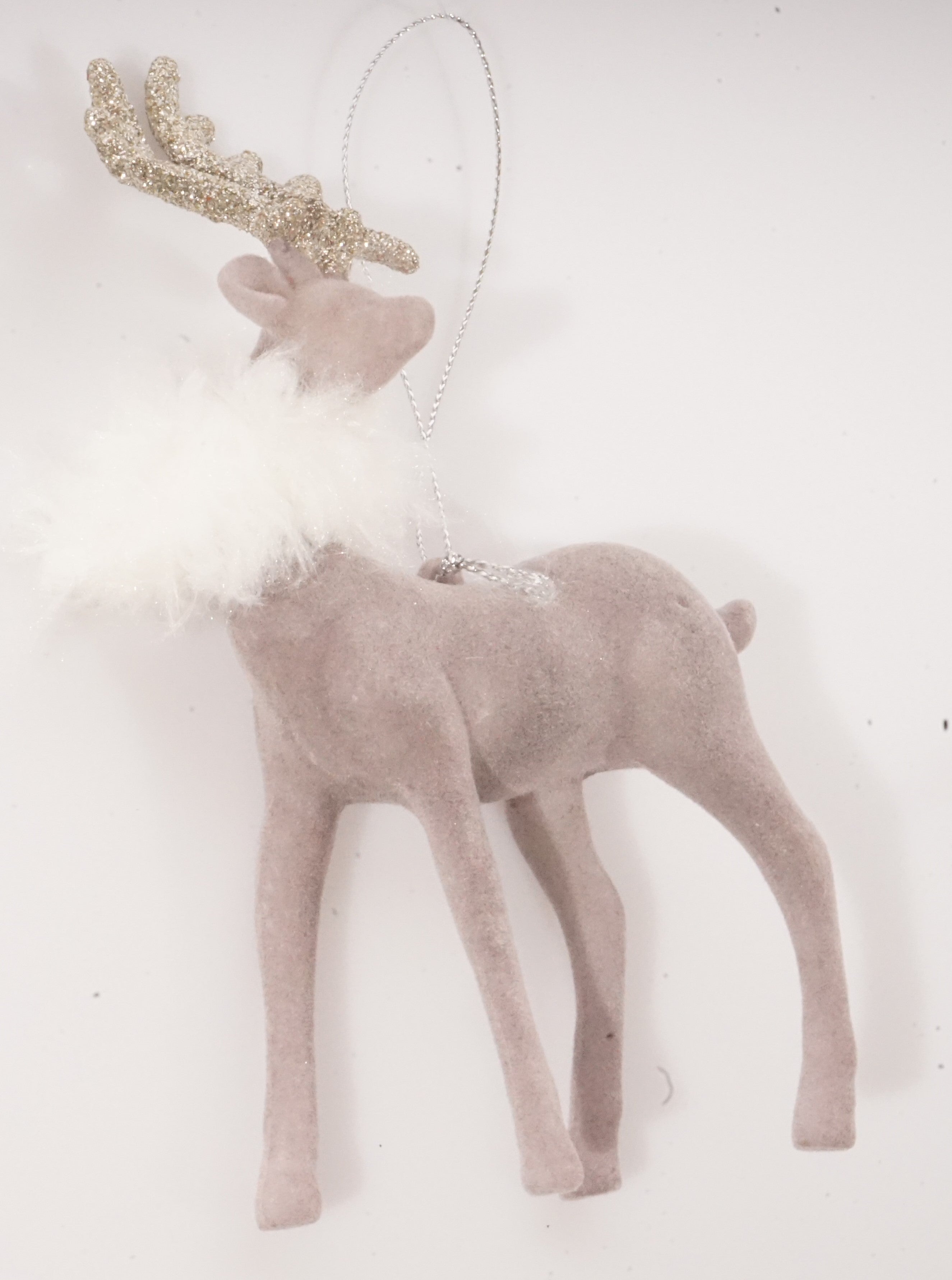 6” HT Flocked Deer Ornament
