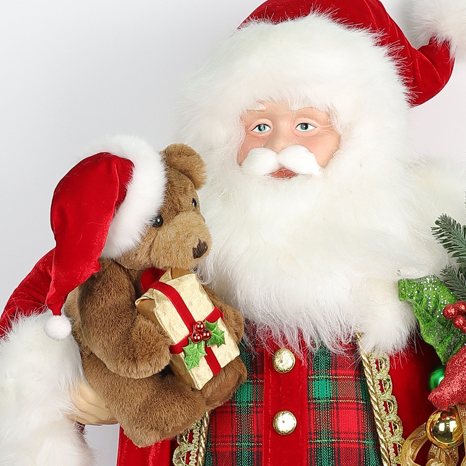 22 X 14 X 36"H SANTA HOLDING BEAR AND LANTERN