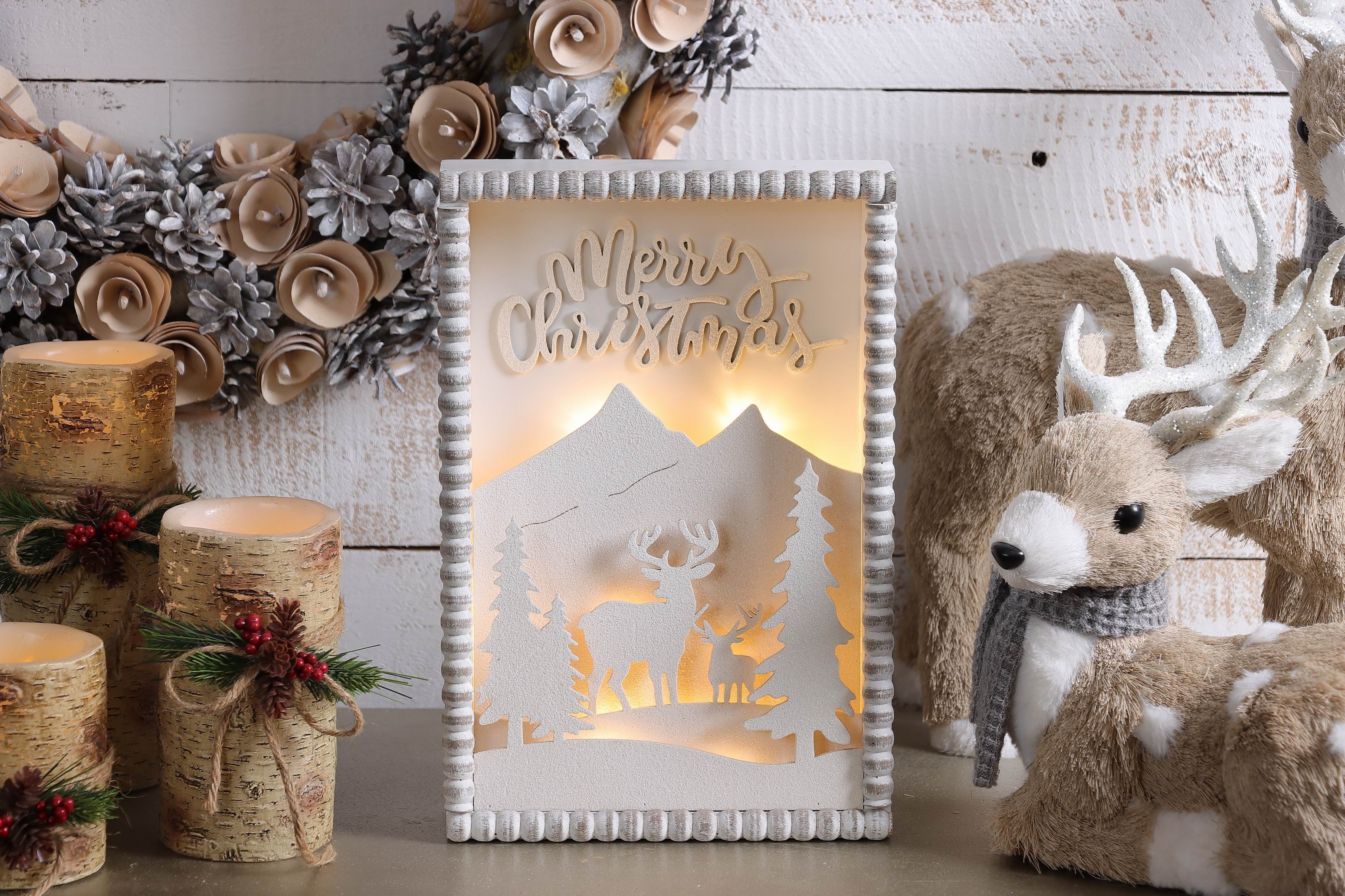 2.25 X 12 X 8"H WHITE NATURE SCENERY DECOR