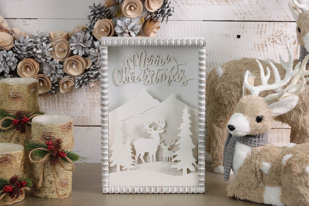 2.25 X 12 X 8"H WHITE NATURE SCENERY DECOR
