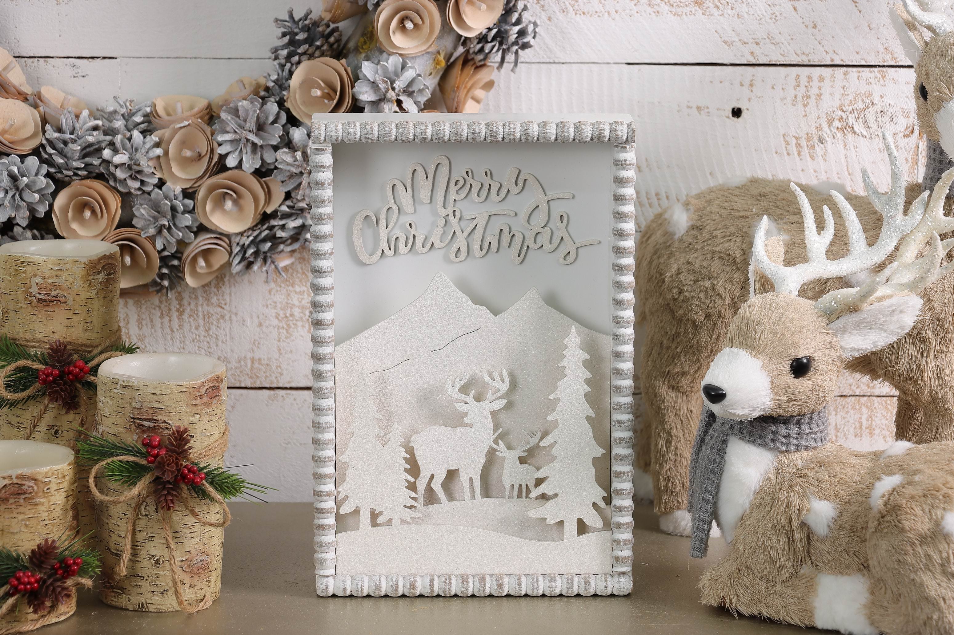 2.25 X 12 X 8"H WHITE NATURE SCENERY DECOR