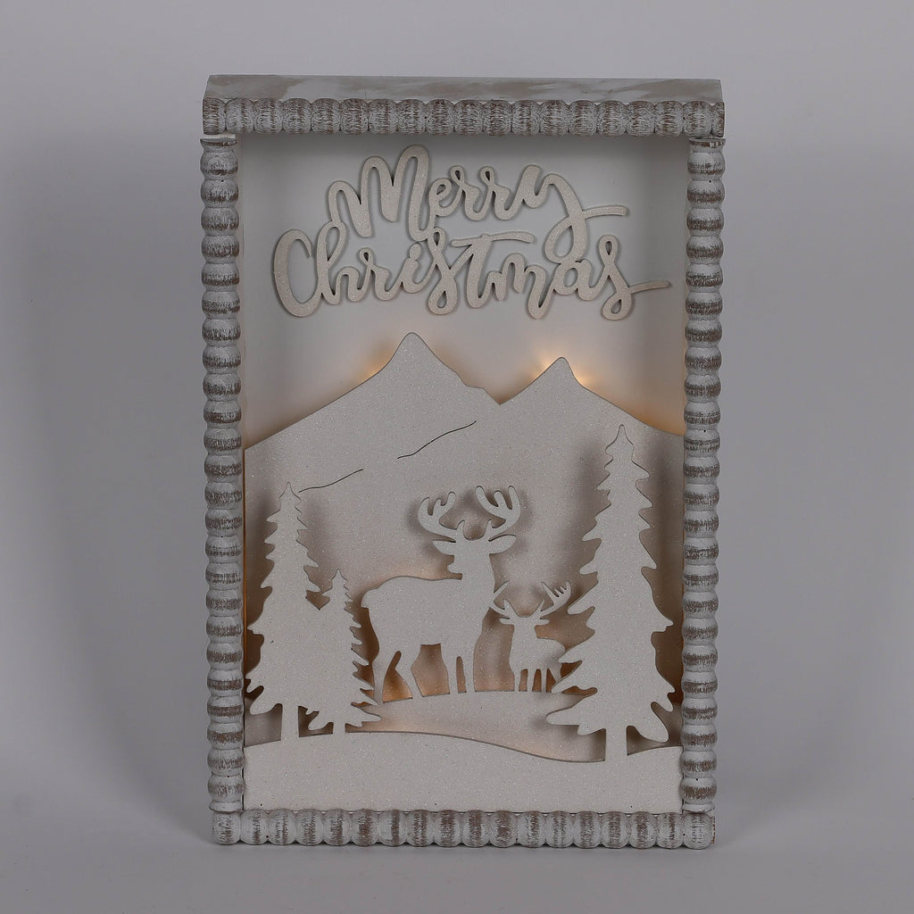 2.25 X 12 X 8"H WHITE NATURE SCENERY DECOR