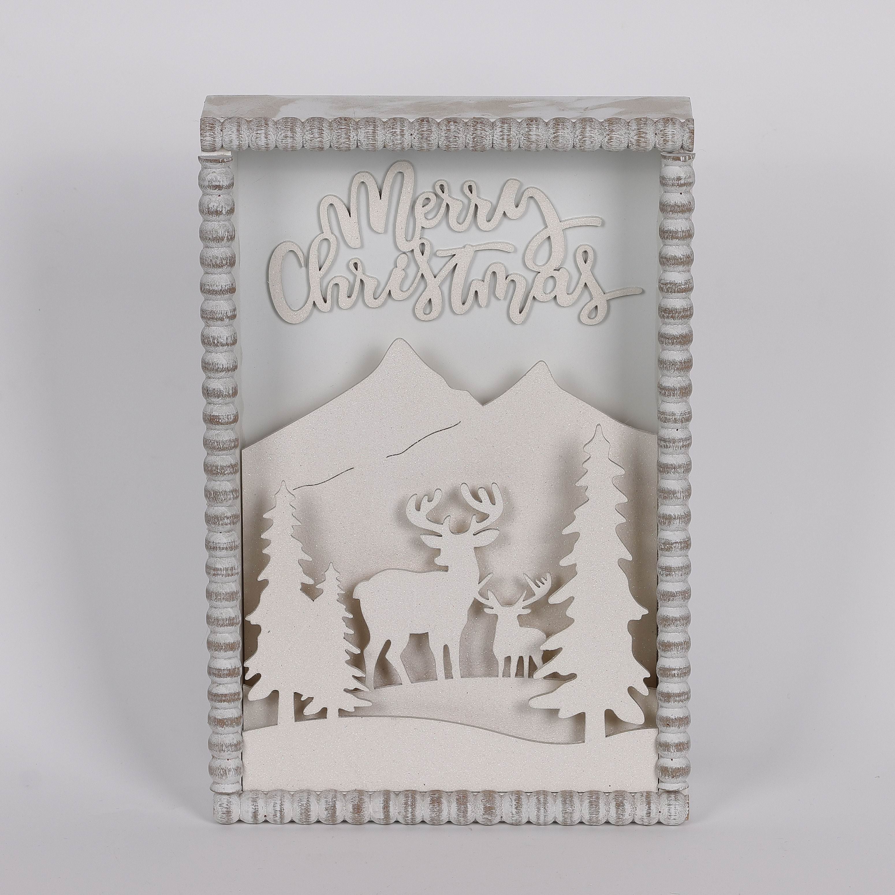 2.25 X 12 X 8"H WHITE NATURE SCENERY DECOR