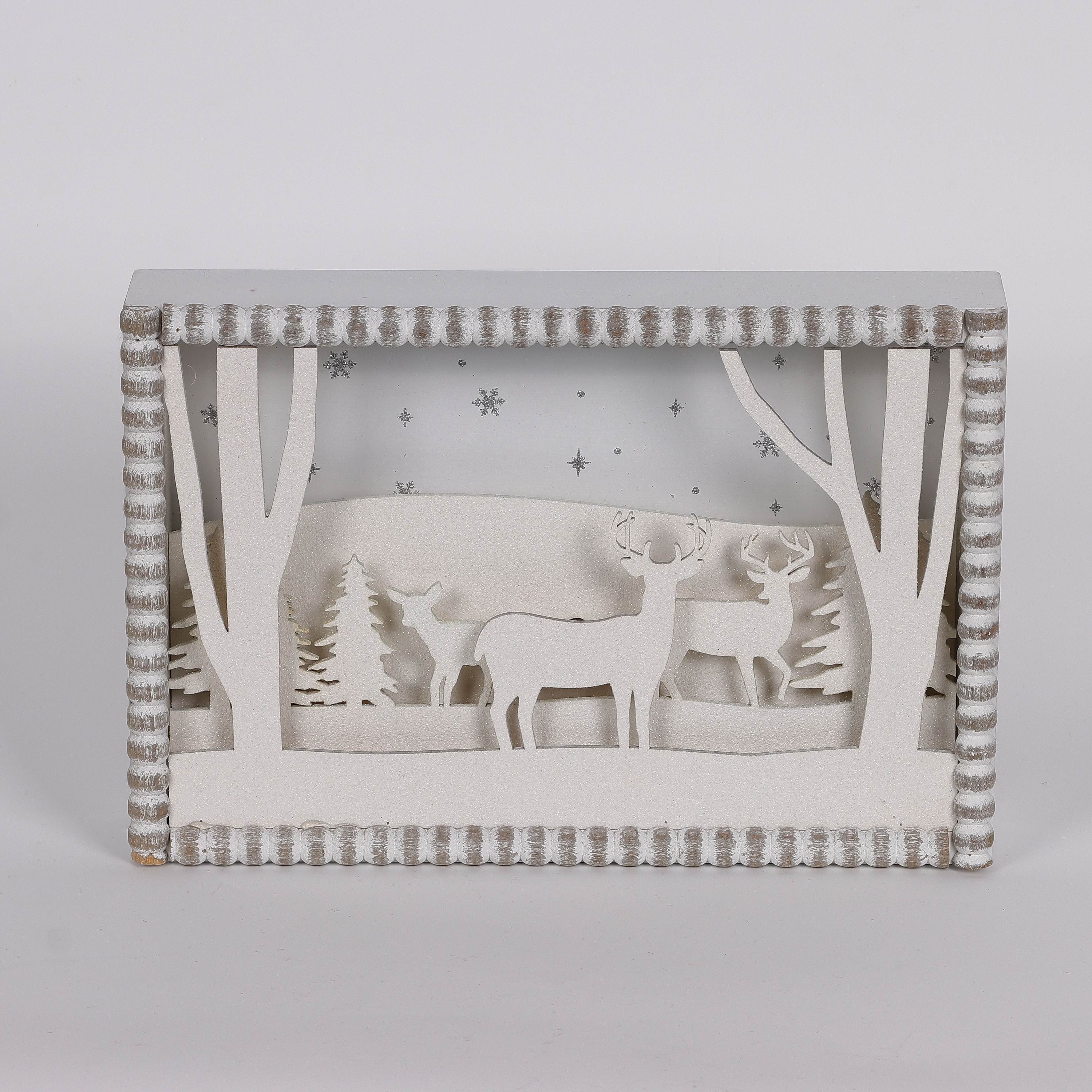 8 X 2.25 X 11.75"H WHITE NATURE SCENERY DECOR