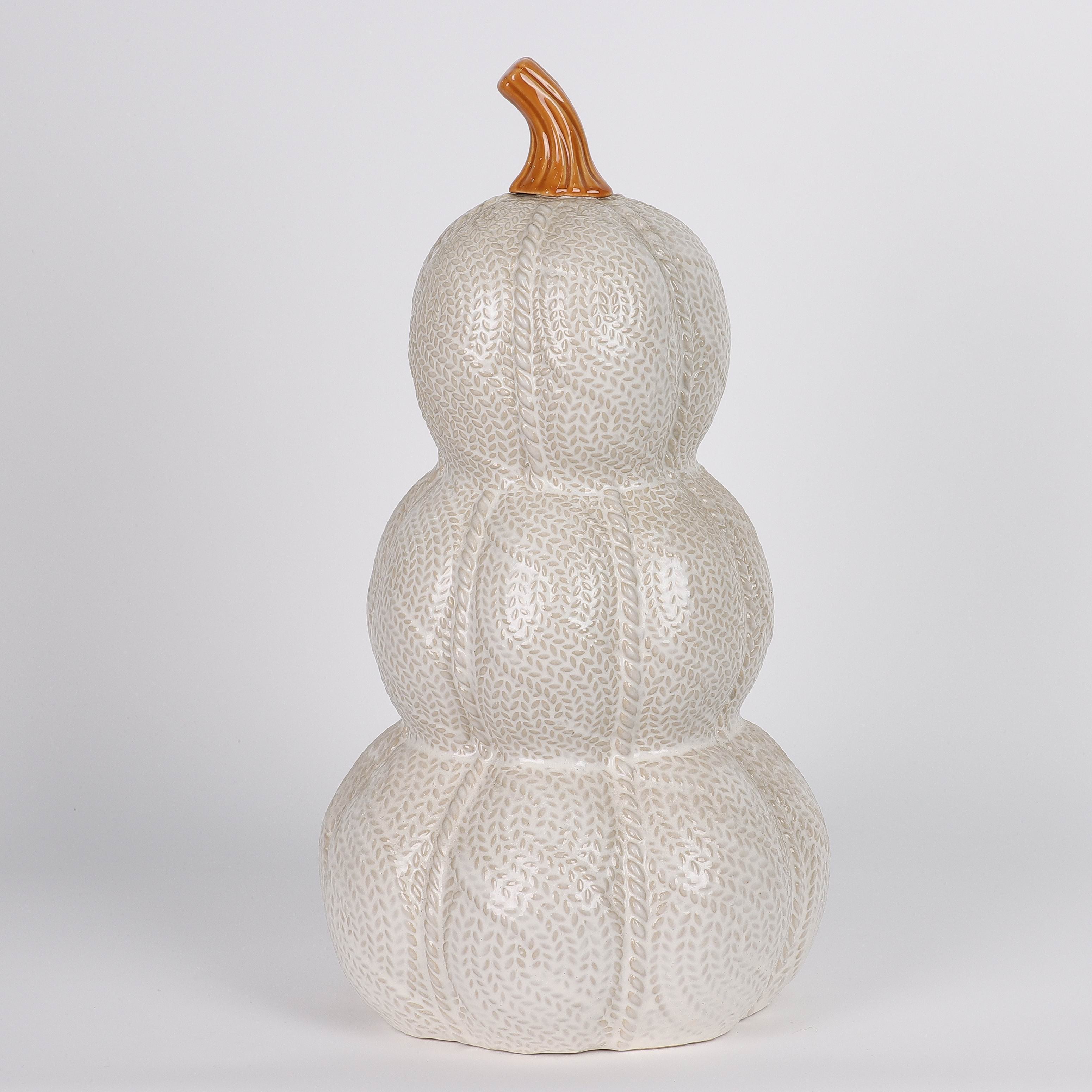 7.5 X 7.5 X 13.5"H STACKED PUMPKIN DECOR