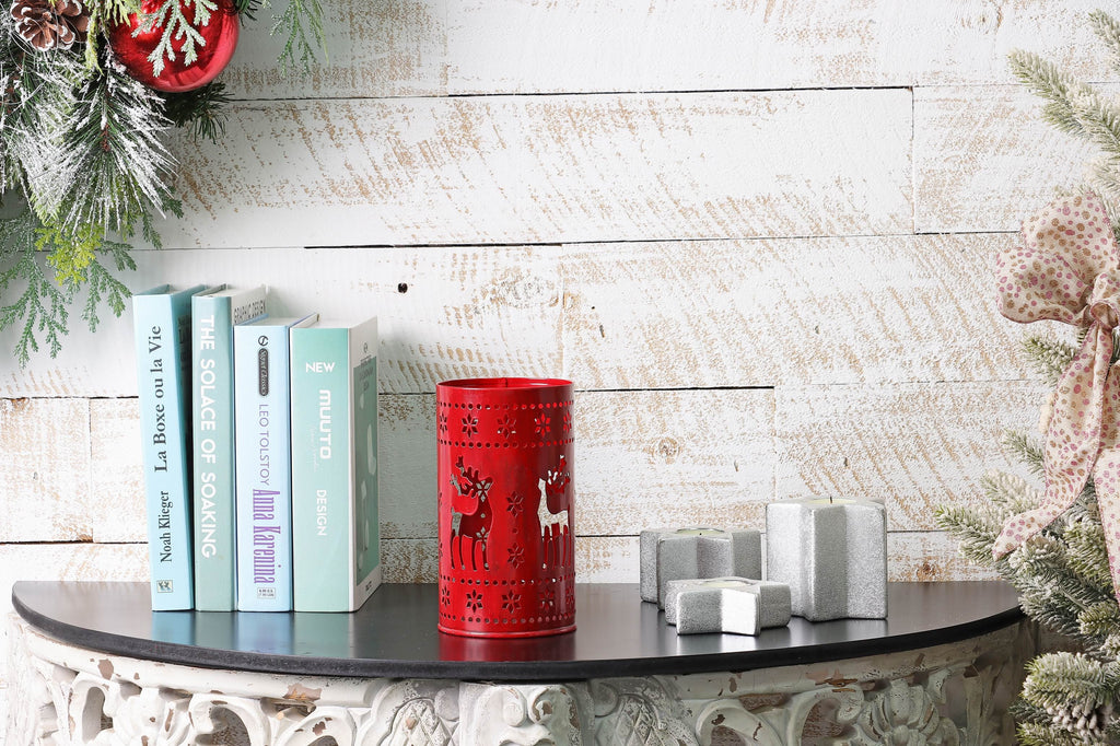 4 X 7"H DEER RED TIN DECOR