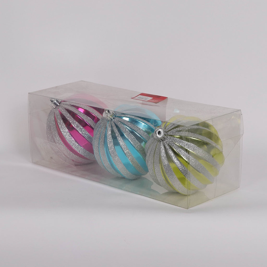 3 Large Shatterproof Ornament Box Set - Yellow, Blue and Red