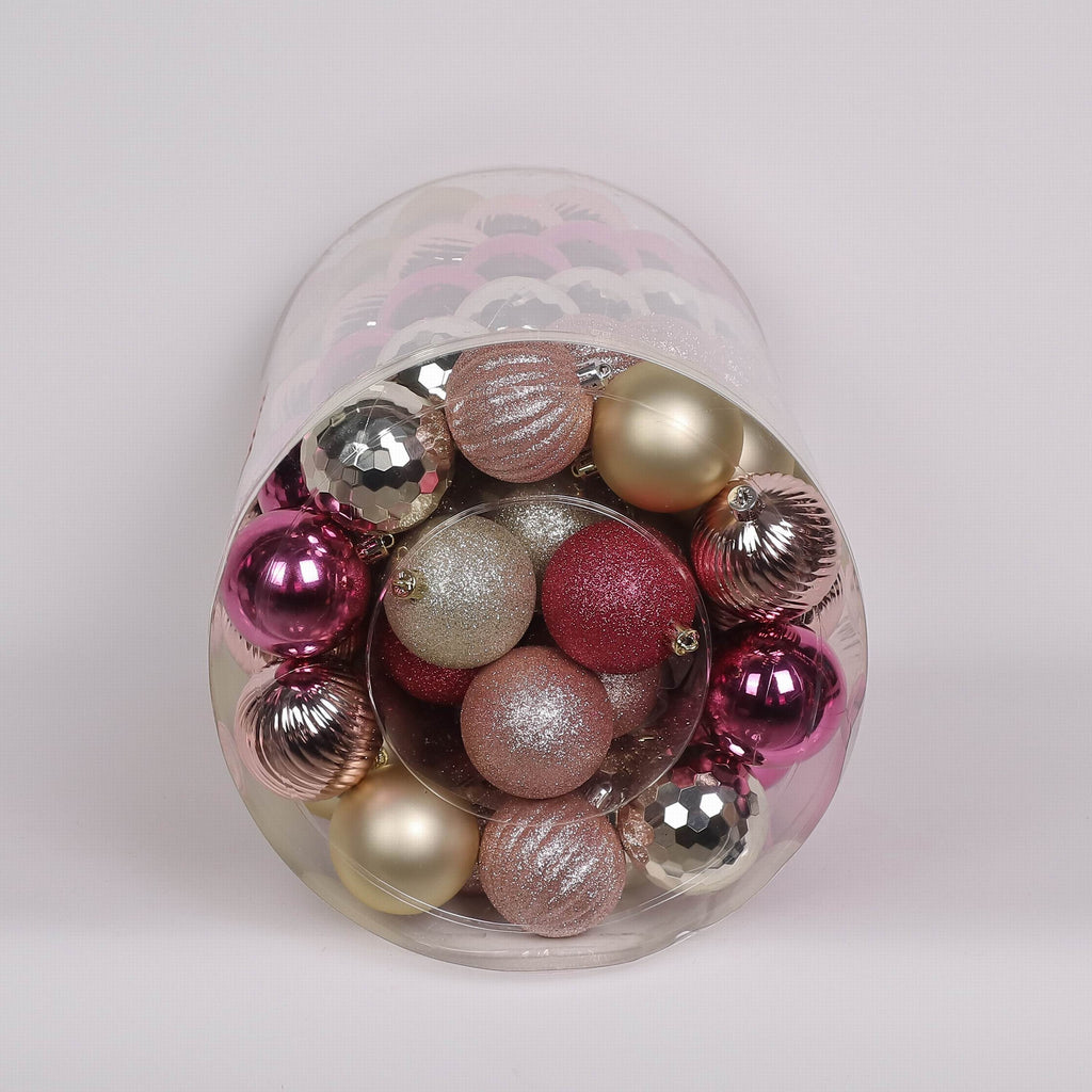 100 Shatterproof Ornaments box set - Pink, Silver and Gold