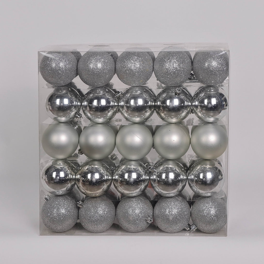 50 Shatterproof Ornaments box set - Silver