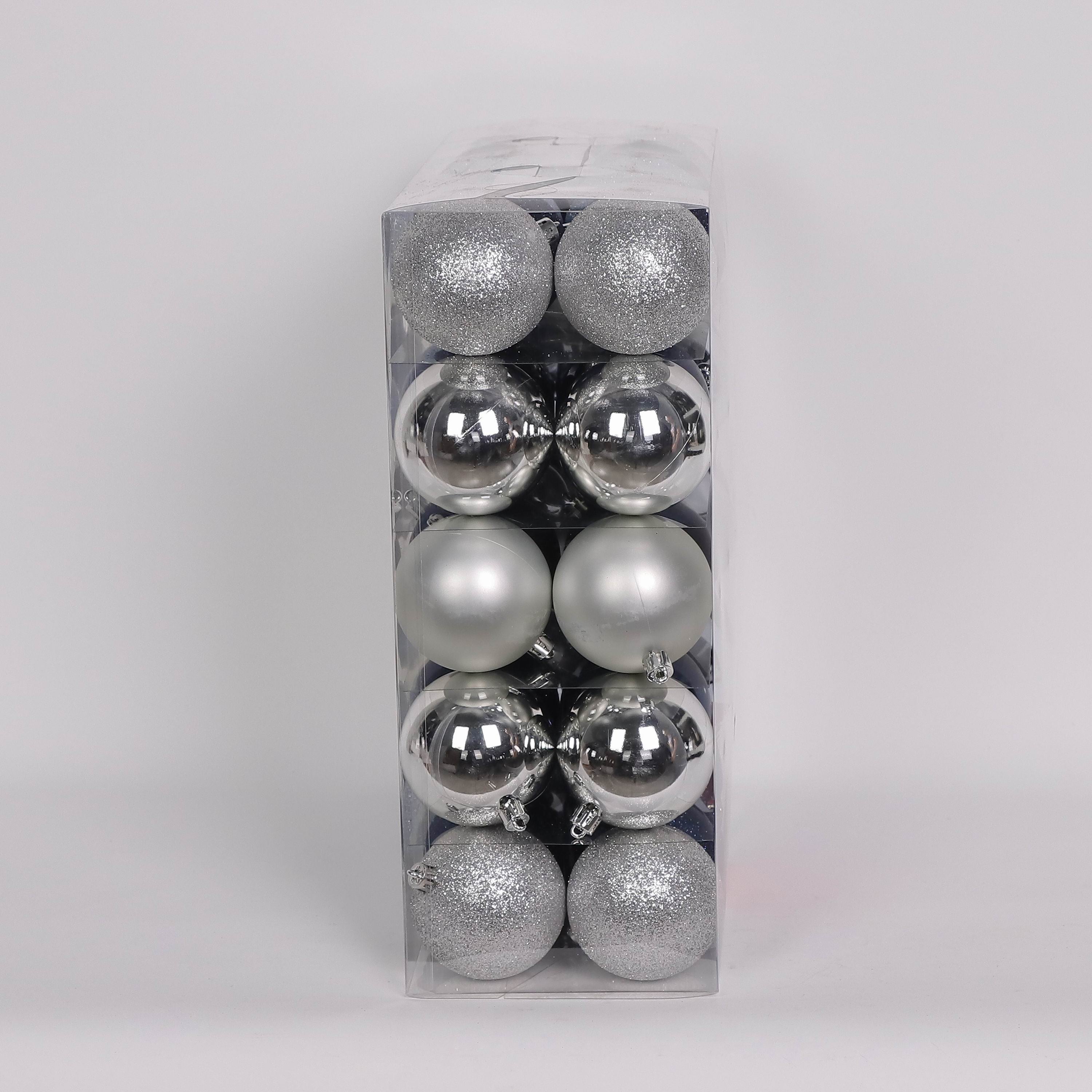 50 Shatterproof Ornaments box set - Royal Blue and Silver