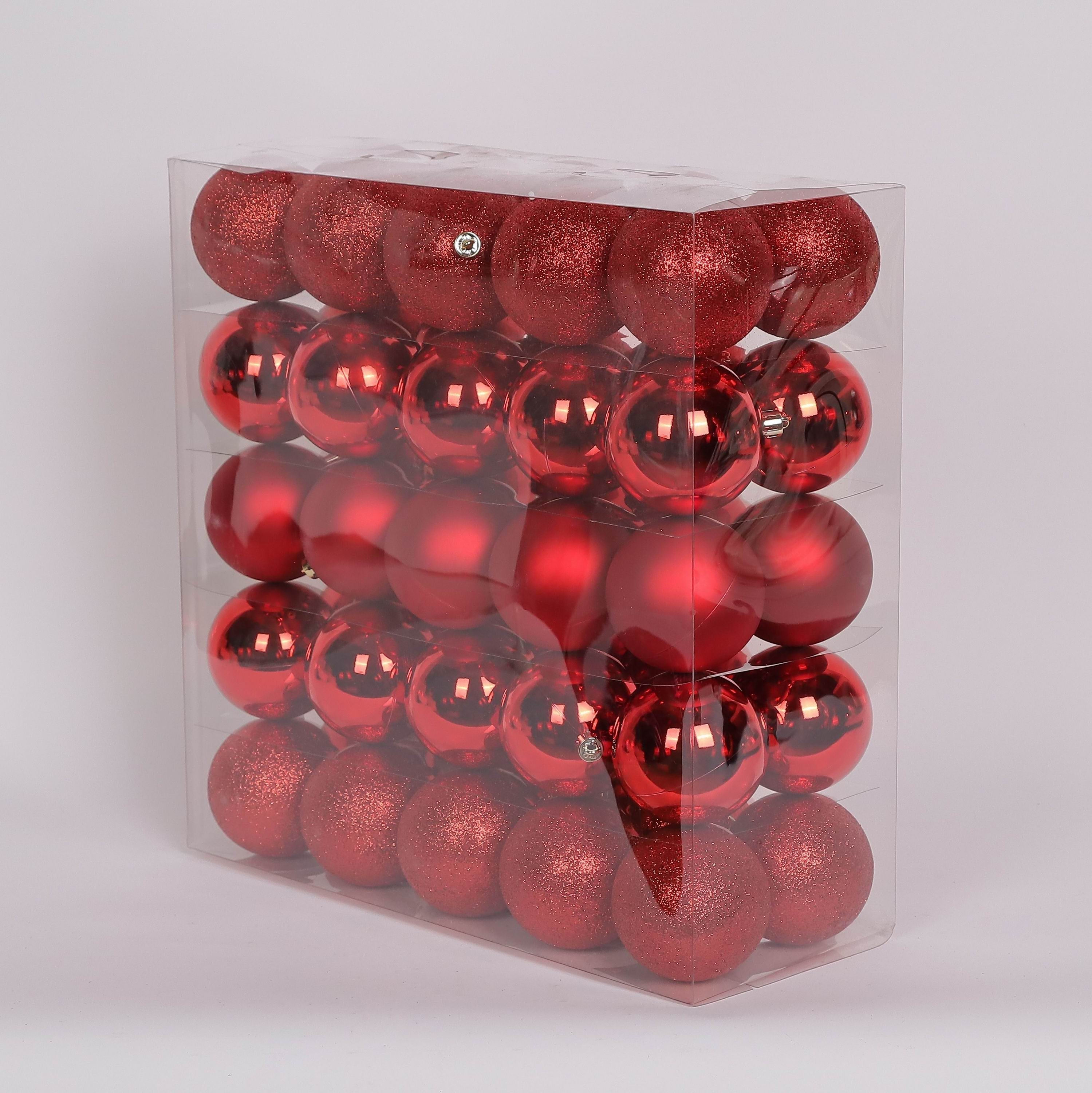 50 Shatterproof Ornaments box set - Red
