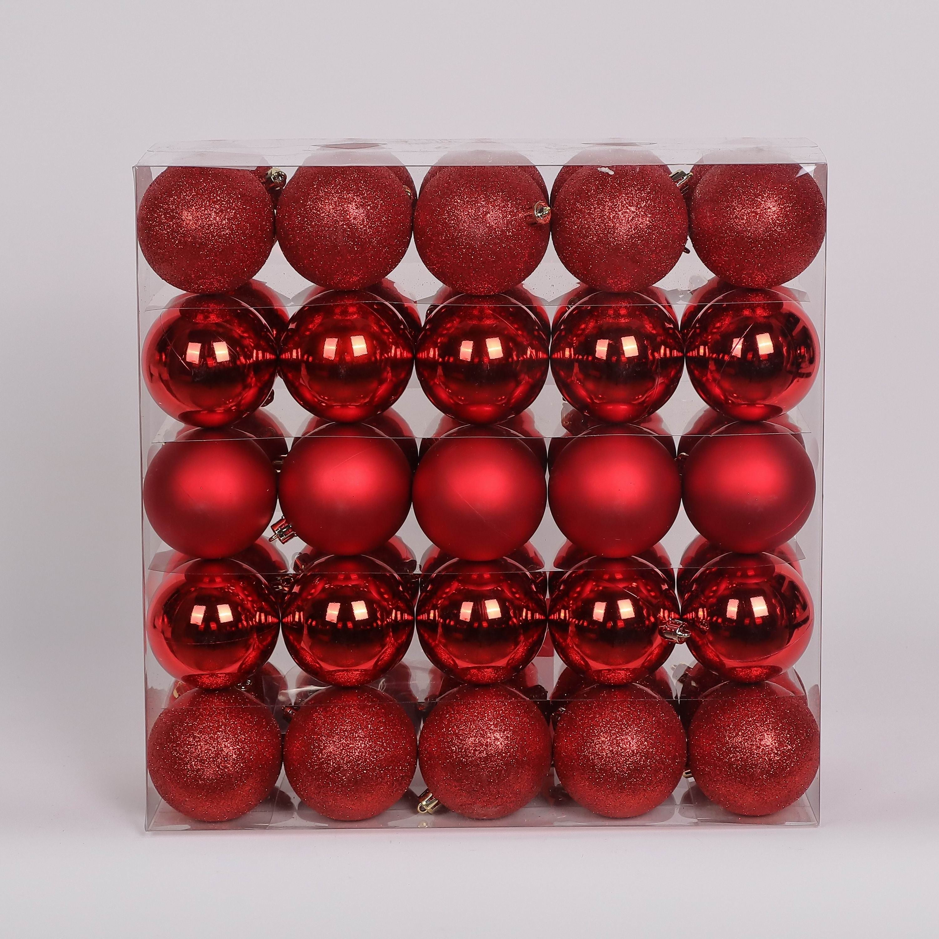 50 Shatterproof Ornaments box set - Red