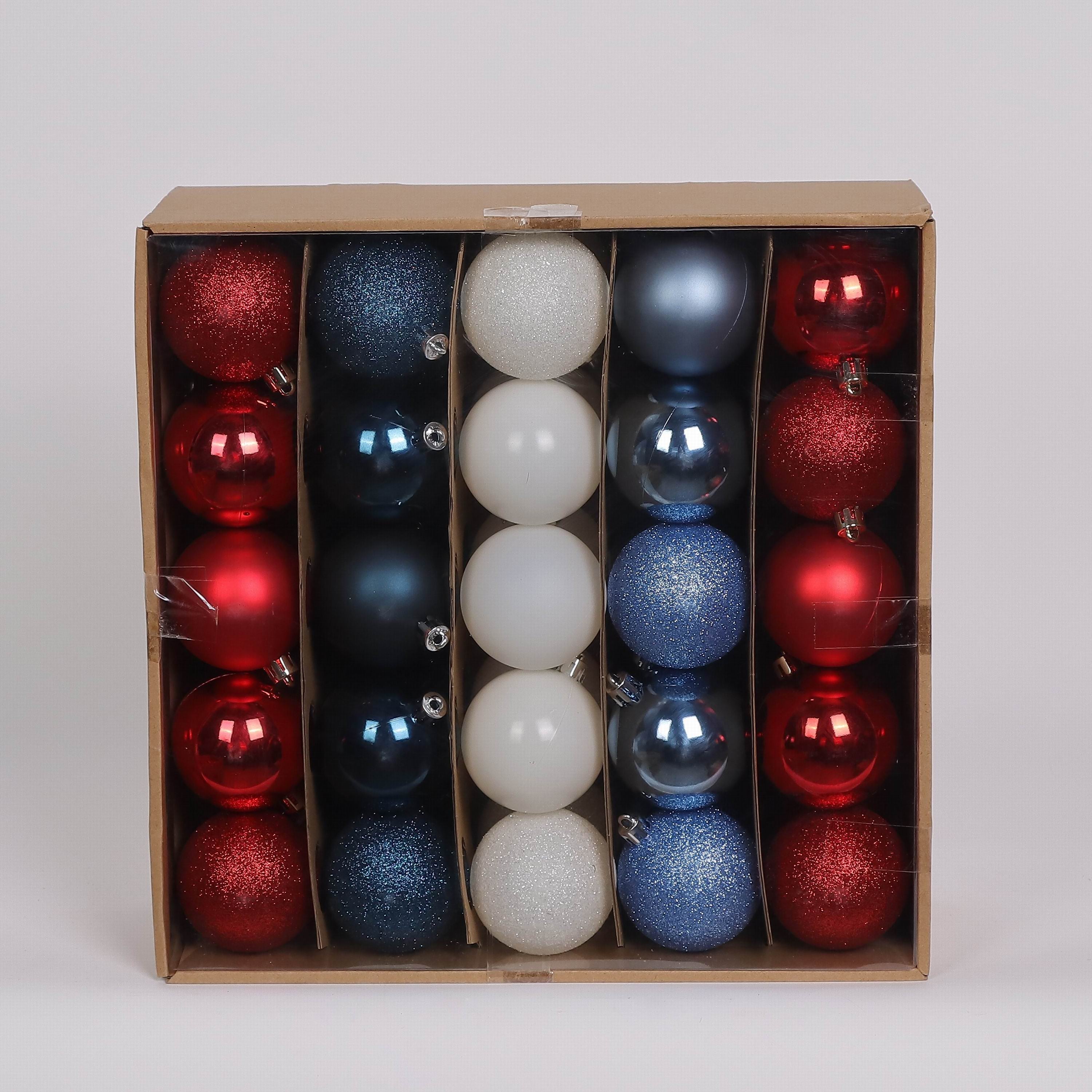 50 Shatterproof Ornaments box set - Red, Blue and White