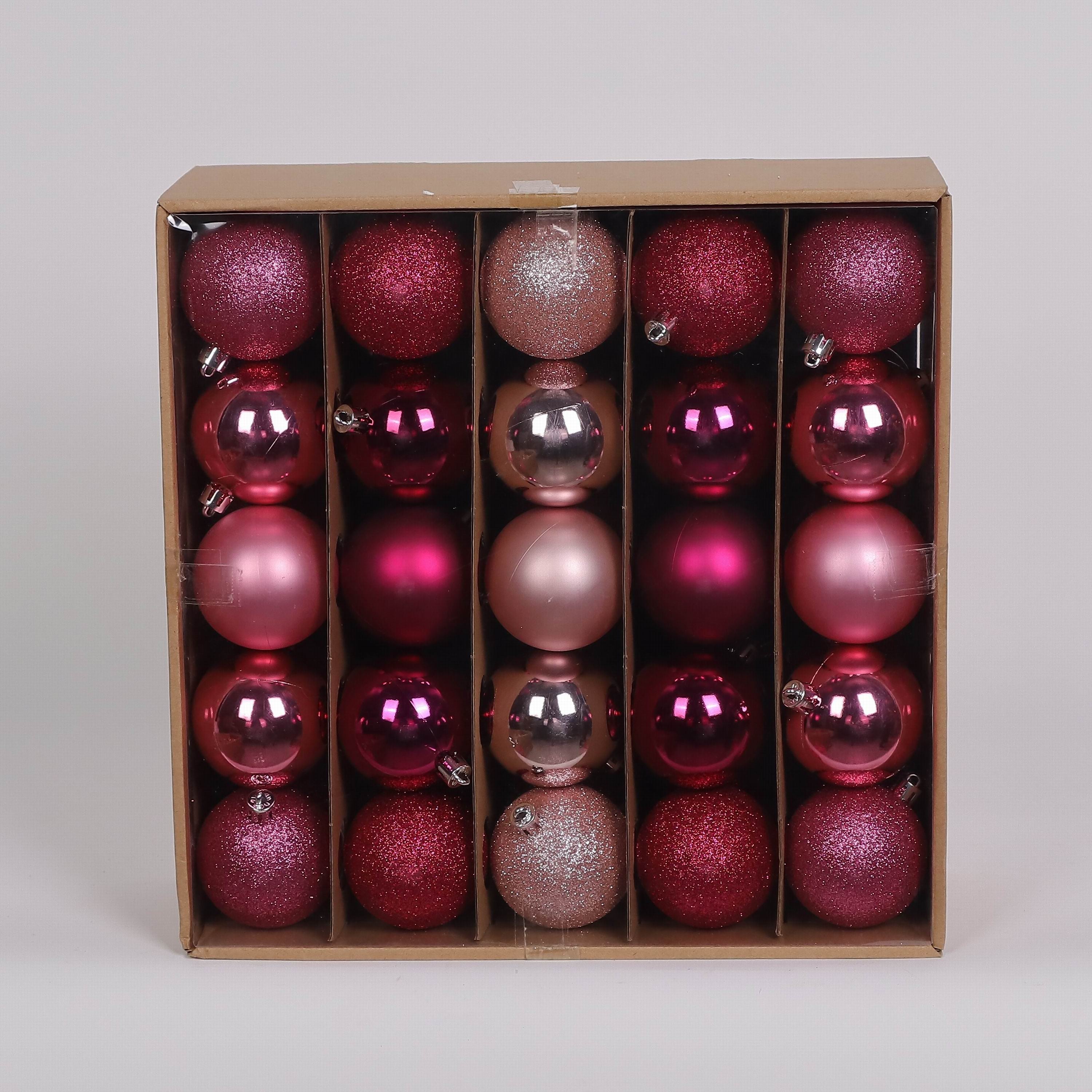 50 Shatterproof Ornaments box set - Pink and Red