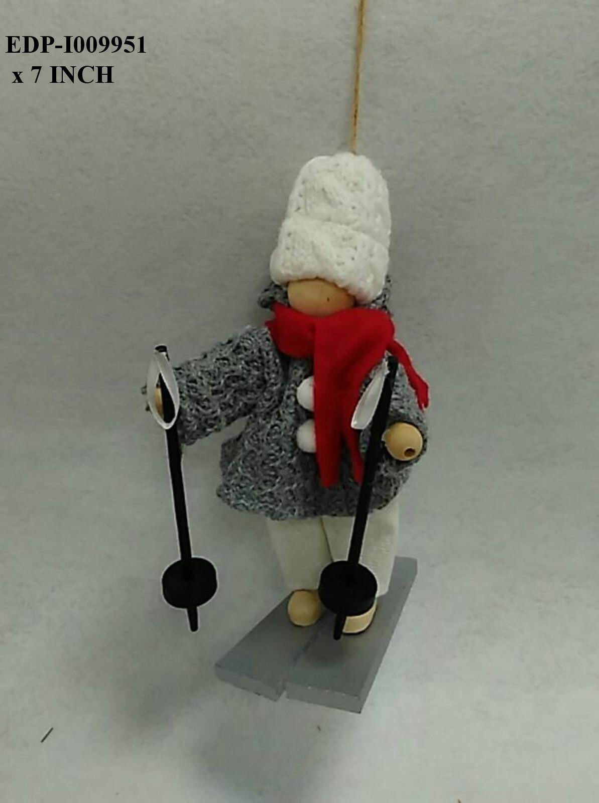 7"H. Fabric Girl Skiing Orn