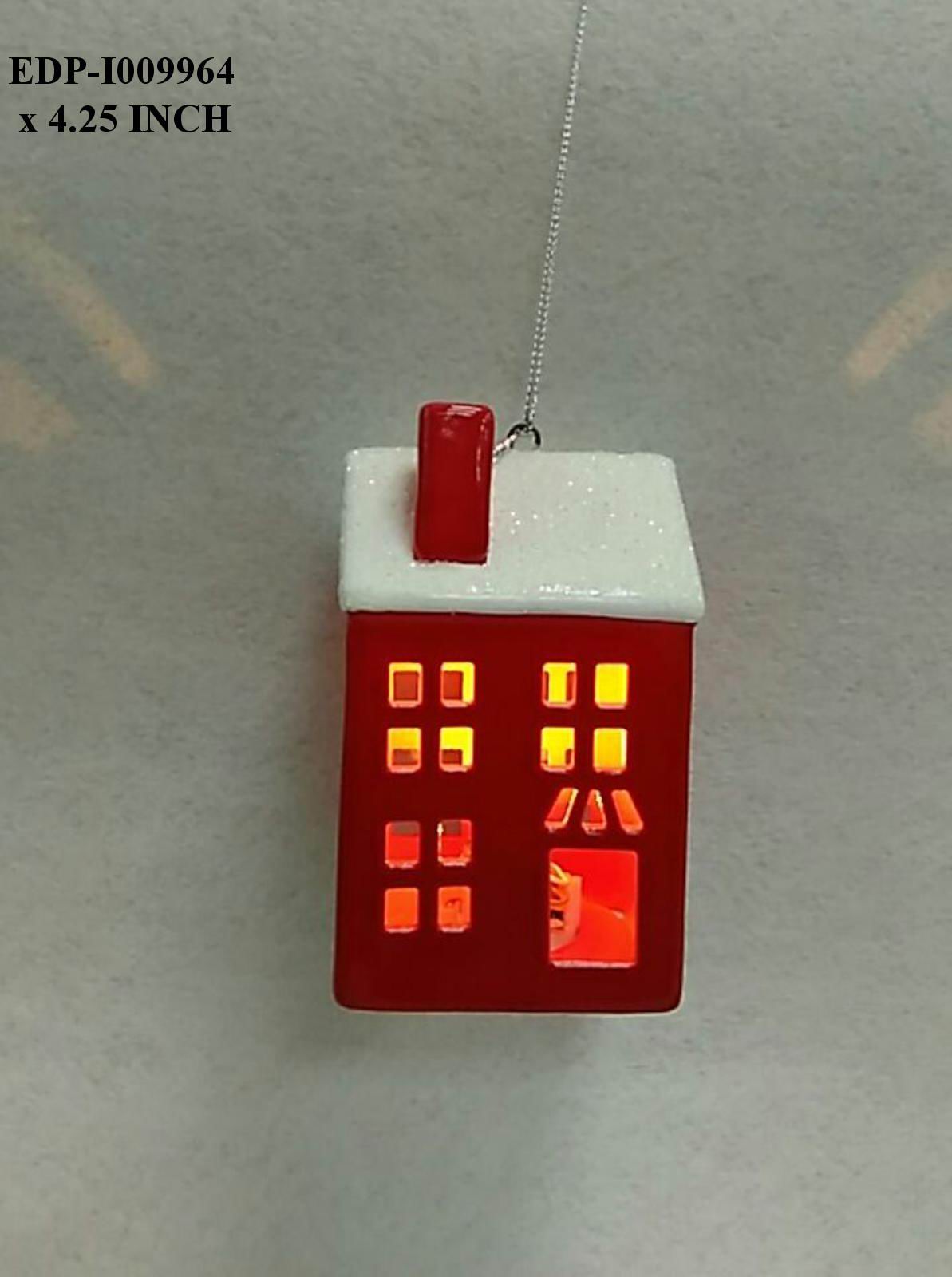 4.25"H. Ceramic Red House orn