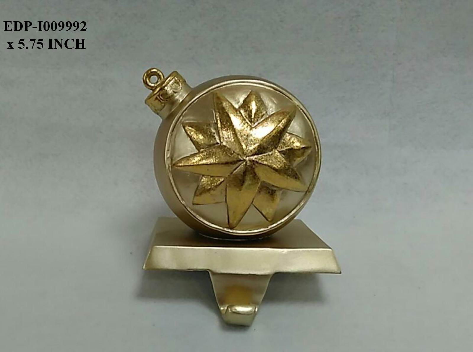 5.75"H. Gold Ornament on Stocking Holder