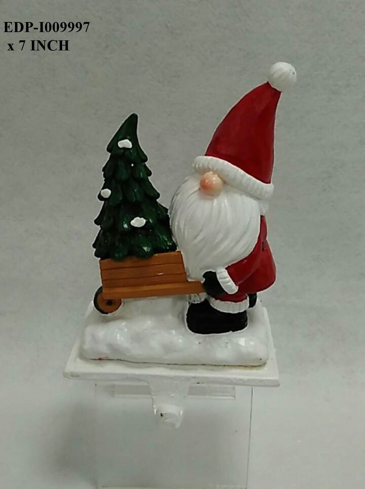 7.0"H. Polyresin Gnome Stocking Holder