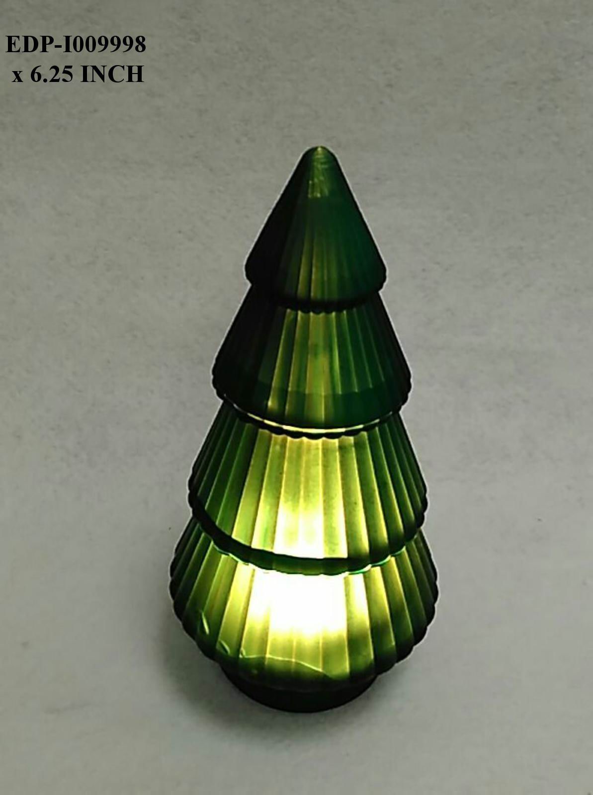 6.25"H. Green Glass Lighted Tree.