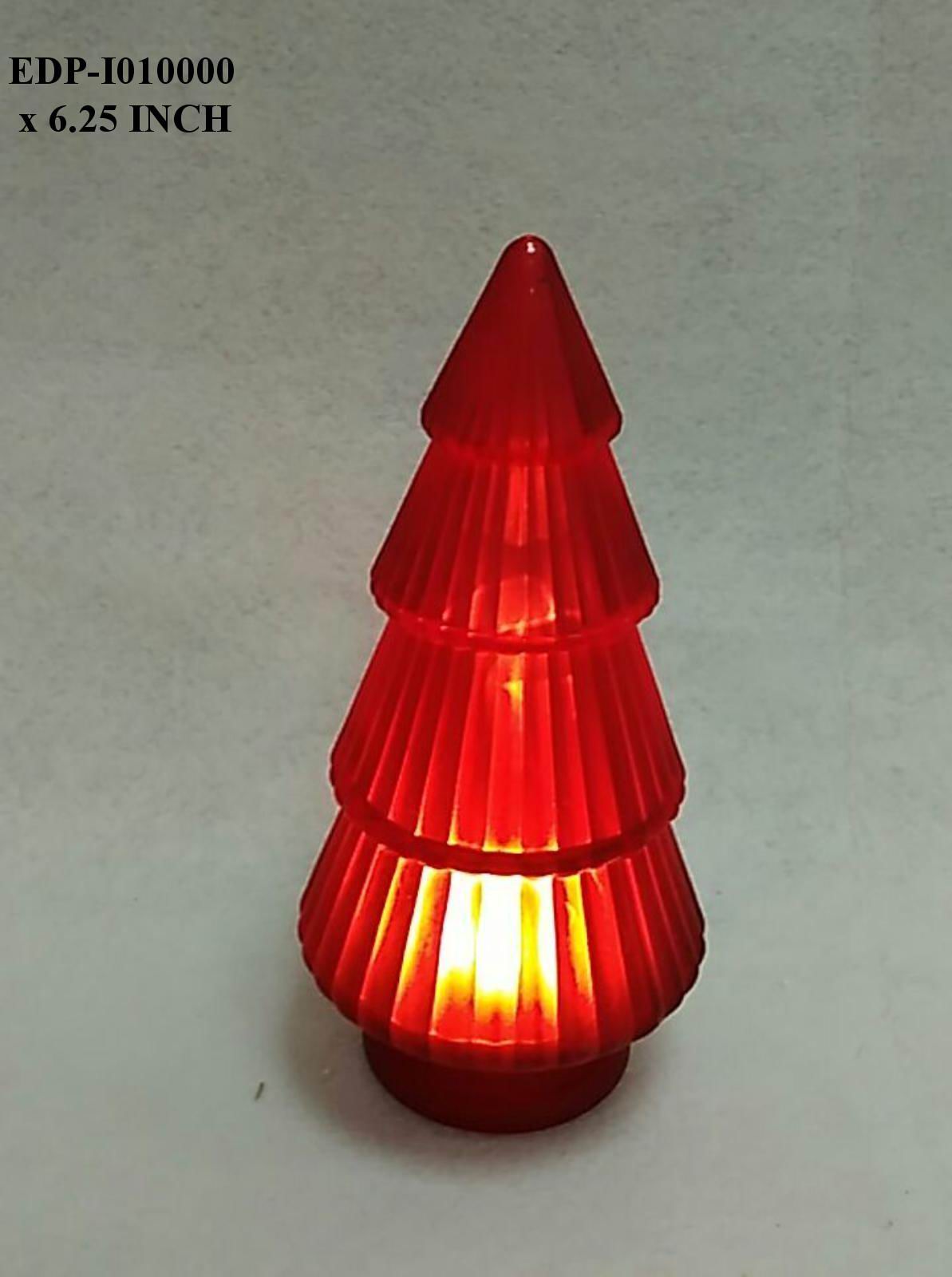 6.25"H. Red Glass Lighted Tree.