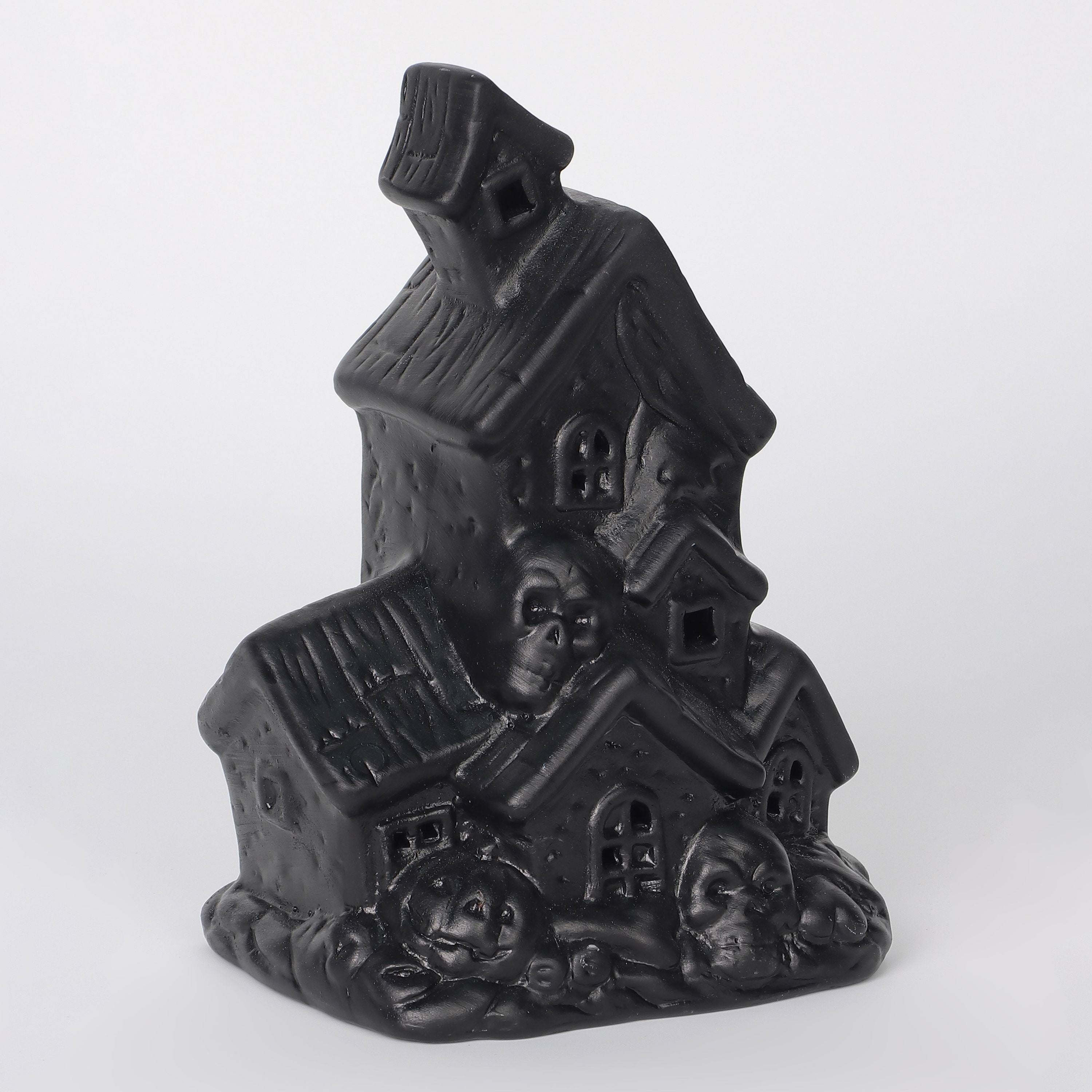 6.25"H. Halloween Black Haunted House