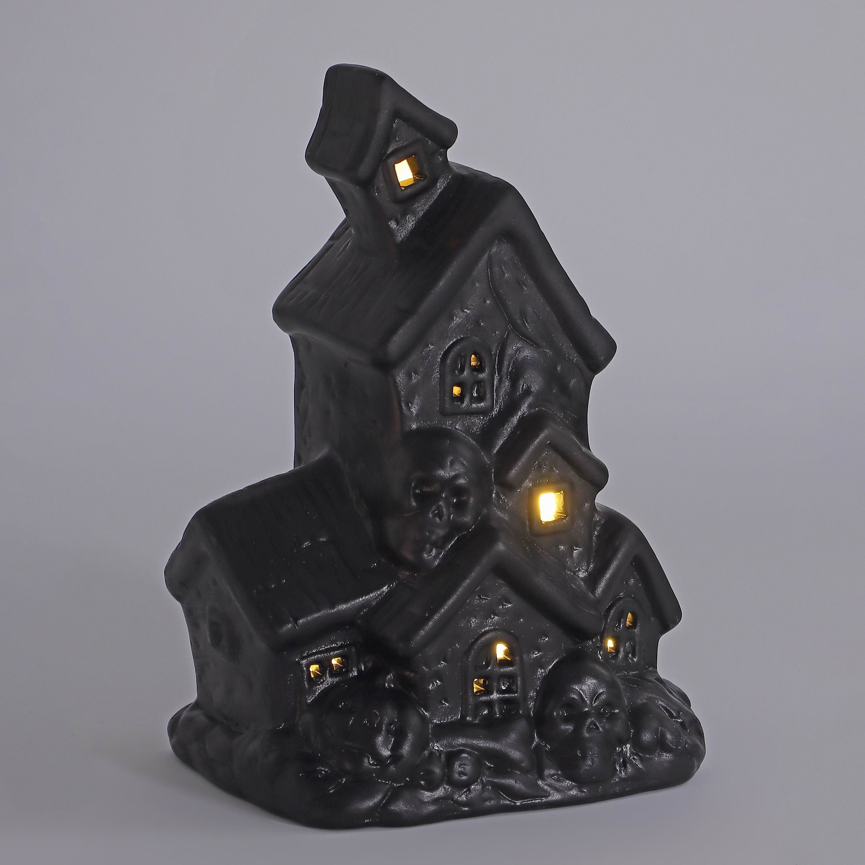 6.25"H. Halloween Black Haunted House
