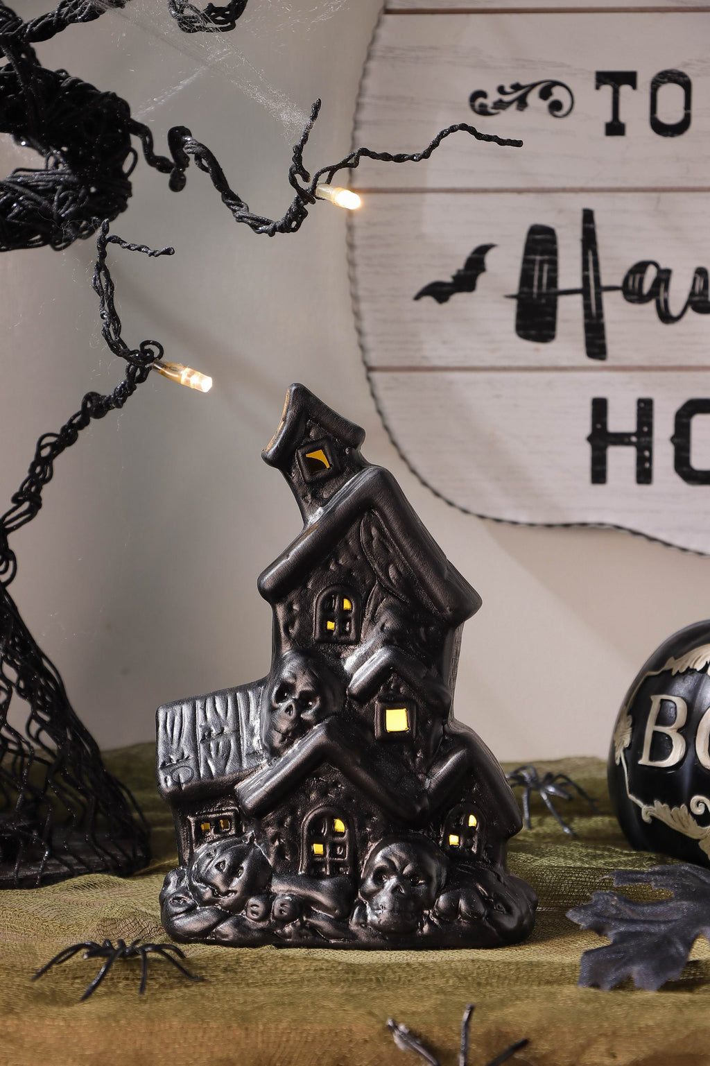 6.25"H. Halloween Black Haunted House