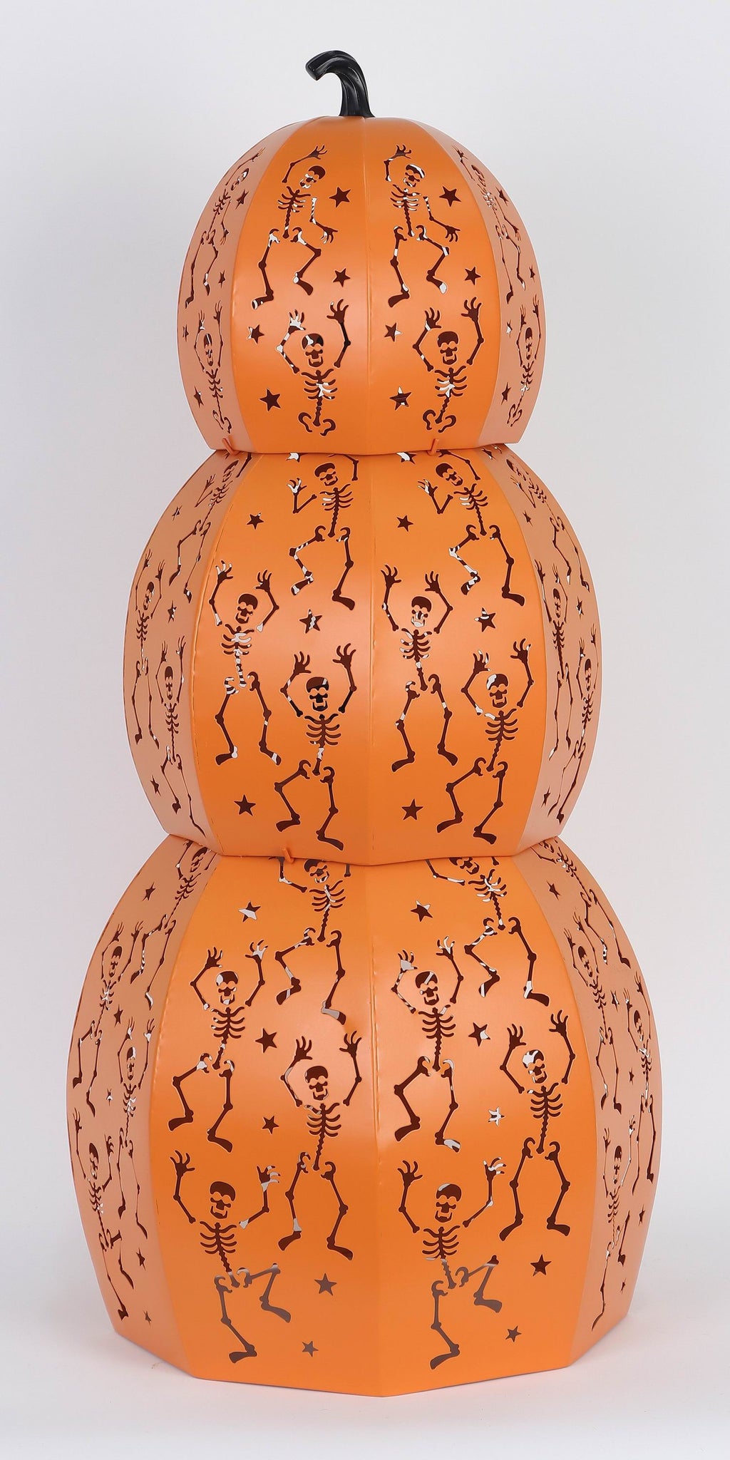 26"H. Halloween Metal Stacked Pumpkin Lantern