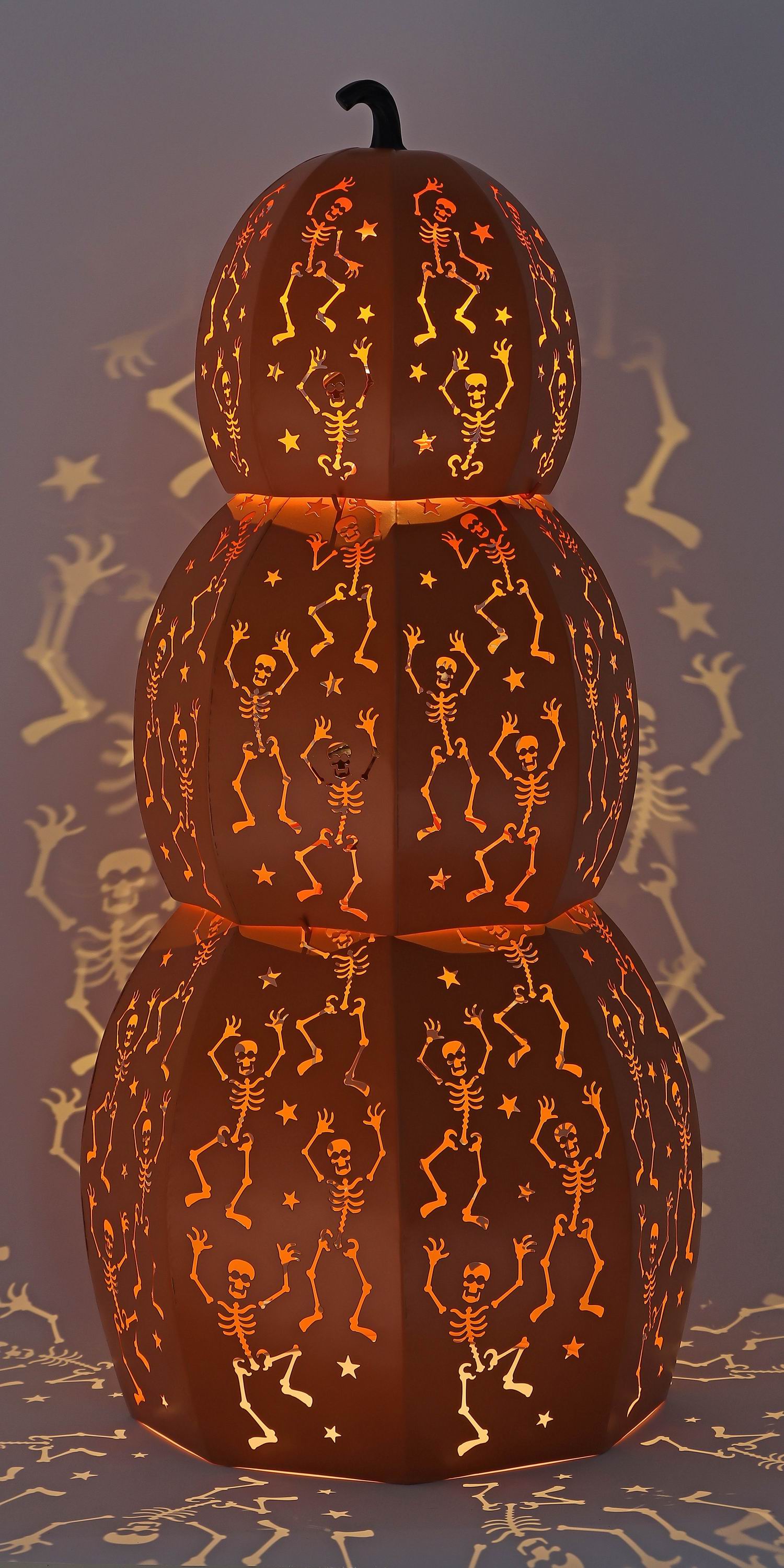26"H. Halloween Metal Stacked Pumpkin Lantern
