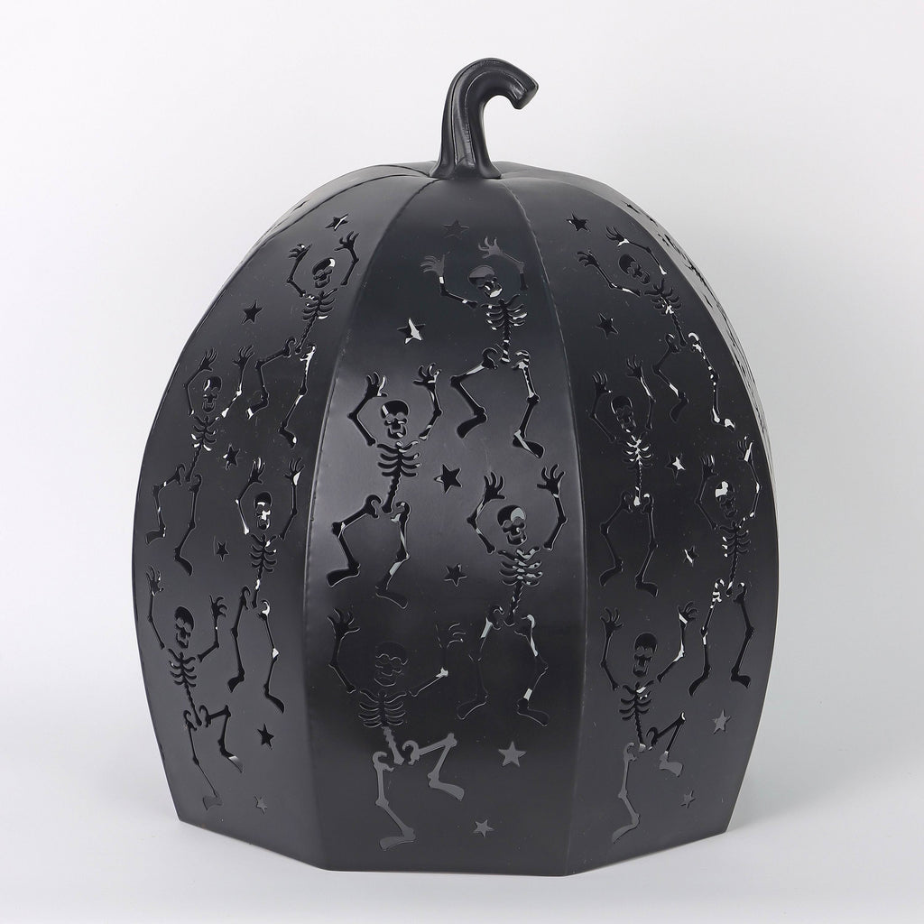 13" Metal Black Pumpkin Lantern