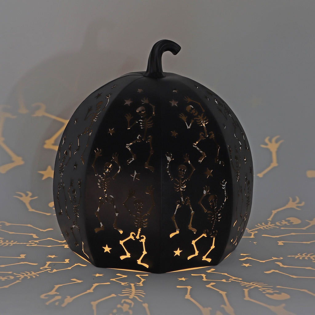11" Metal Black Pumpkin Lantern