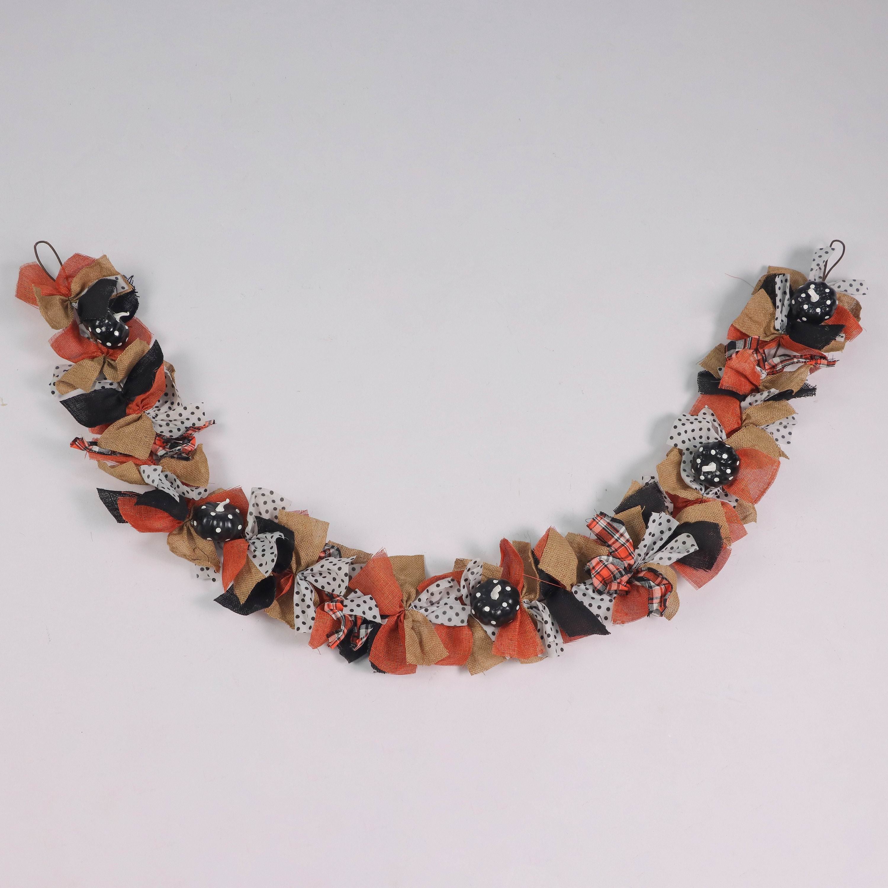 72" Halloween Fabric Garland with Black Small Pumpkins